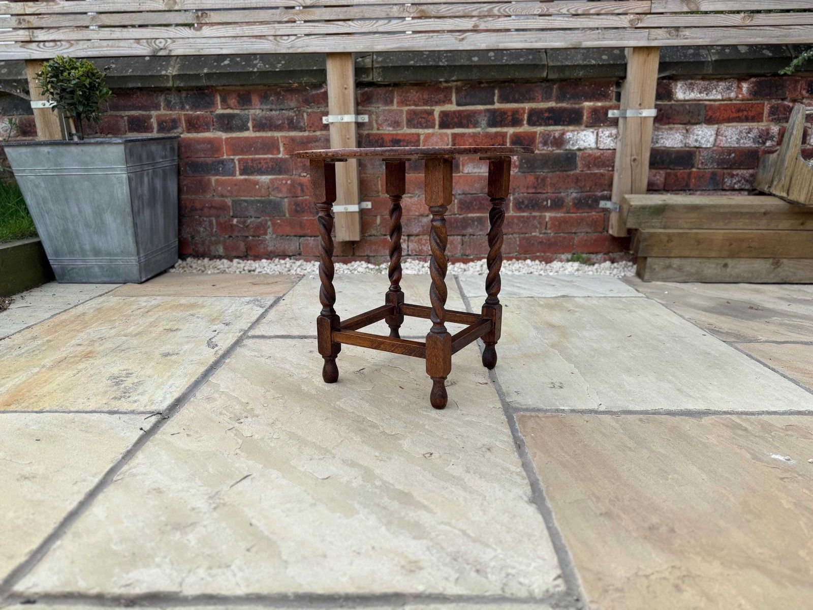 photo for sale Antique Side Table With Barley Twist Legs. Victorian Oak Occasional Table