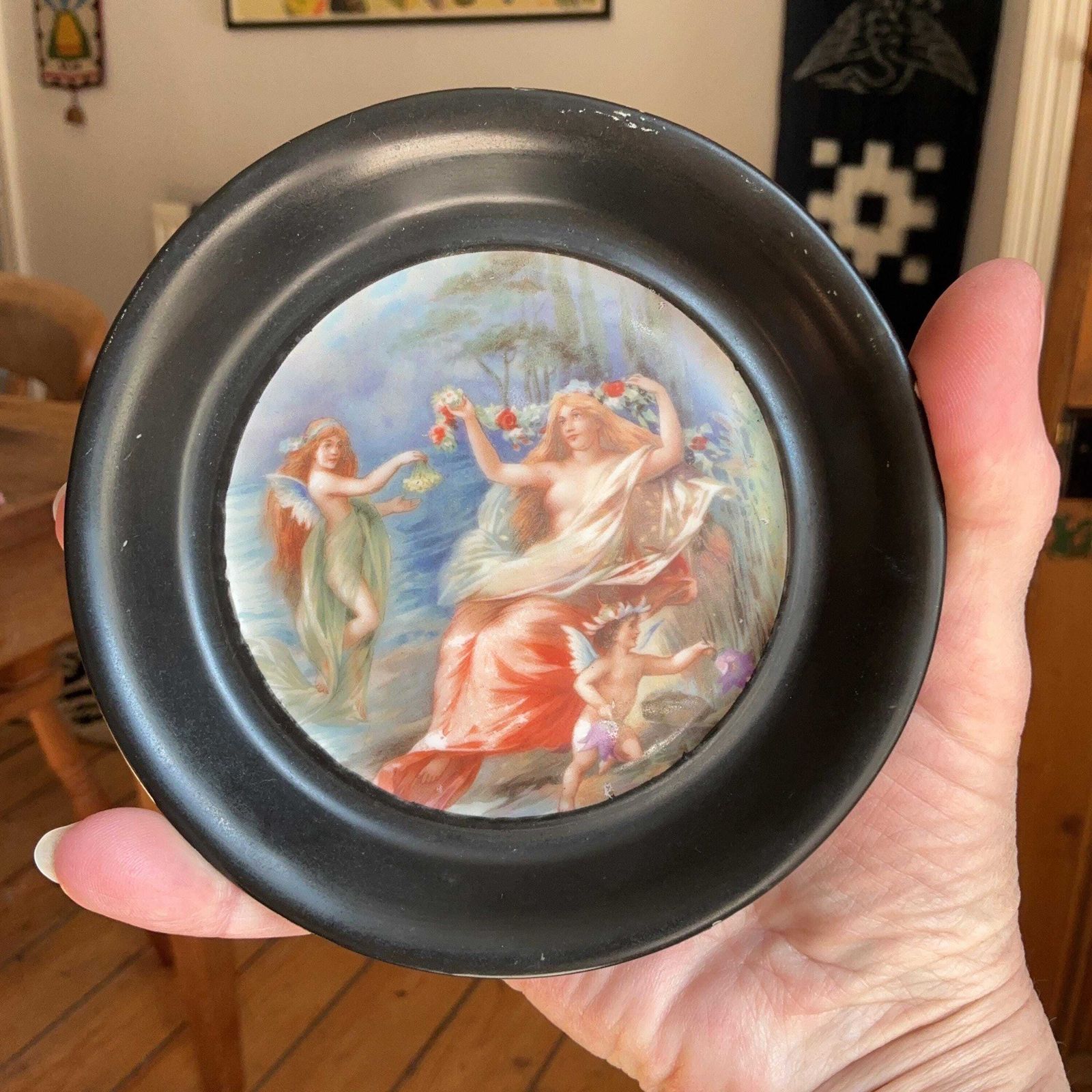 Victorian Fairy Paintings On Porcelain. Wall Plaques Pair, Royal Vienna Style. photo buy