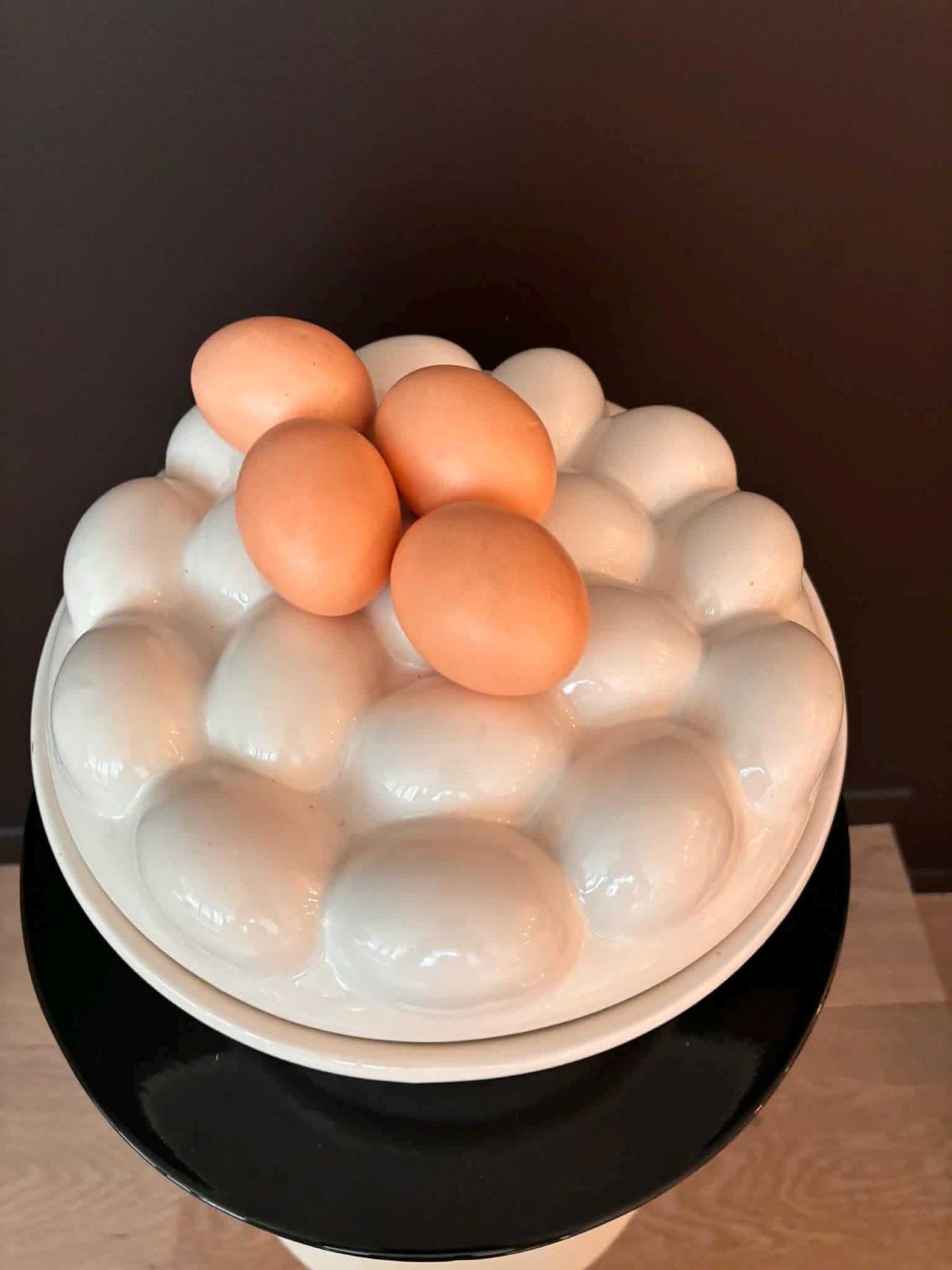 photo for sale Vintage Italian Majolica Egg Tureen With Lid – Mid Century Ceramic Bowl, Farmhouse Kitchen Decor