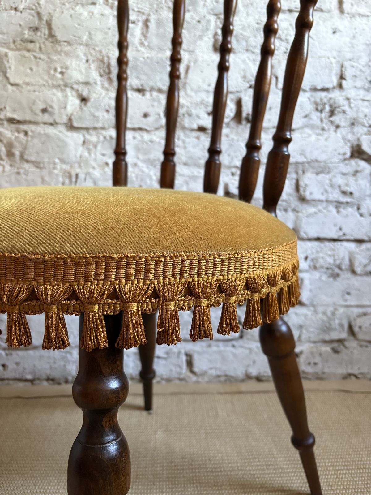 A Pair Of French Upholstered Occasional Chairs With Tassel Trim photo furniture