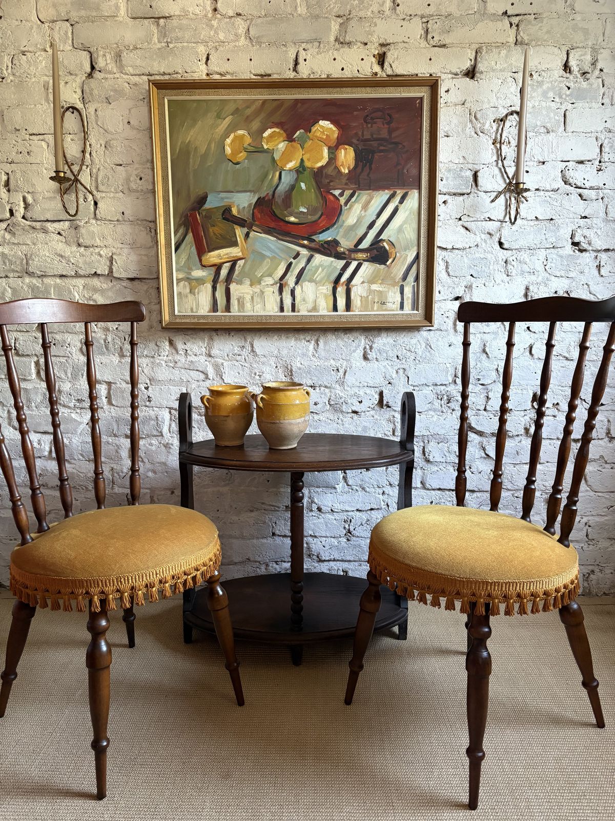 385.0 A Pair Of French Upholstered Occasional Chairs With Tassel Trim photo