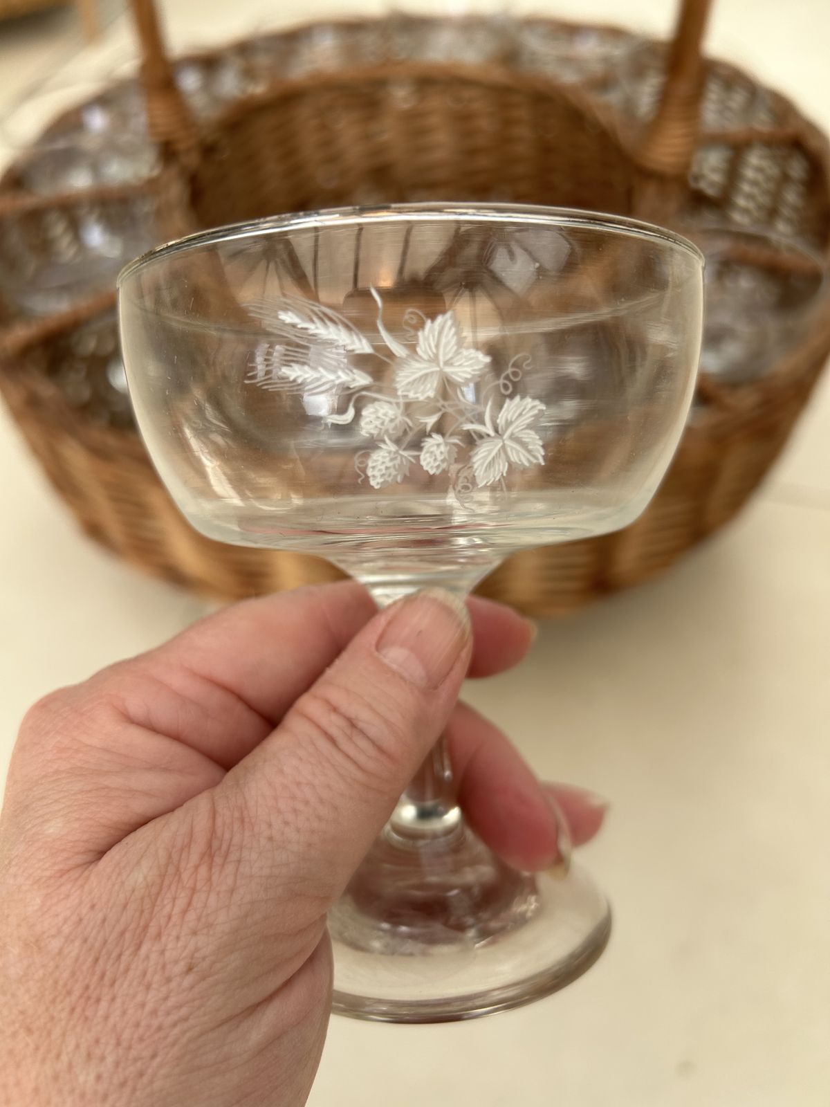 Vintage French Champagne Picnic Basket With 11 Coupe Glasses photo Home Decor
