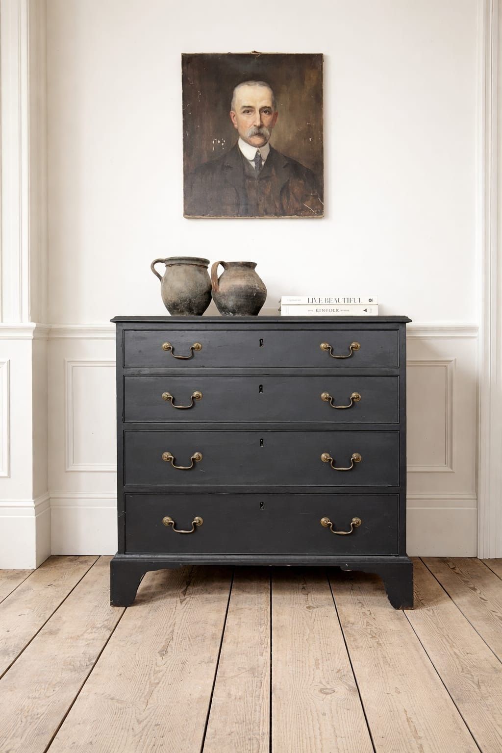 Georgian Antique Ebonised Chest Of Drawers