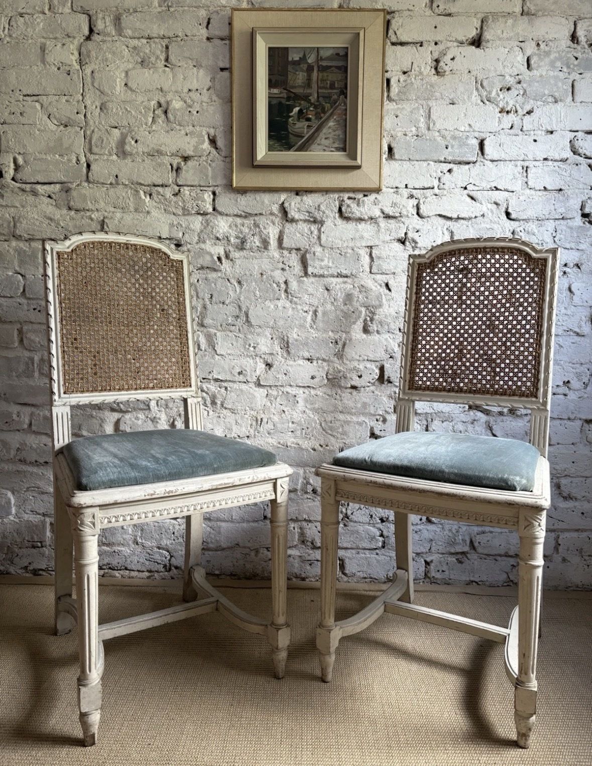 Pair Of French Painted Rattan Chairs