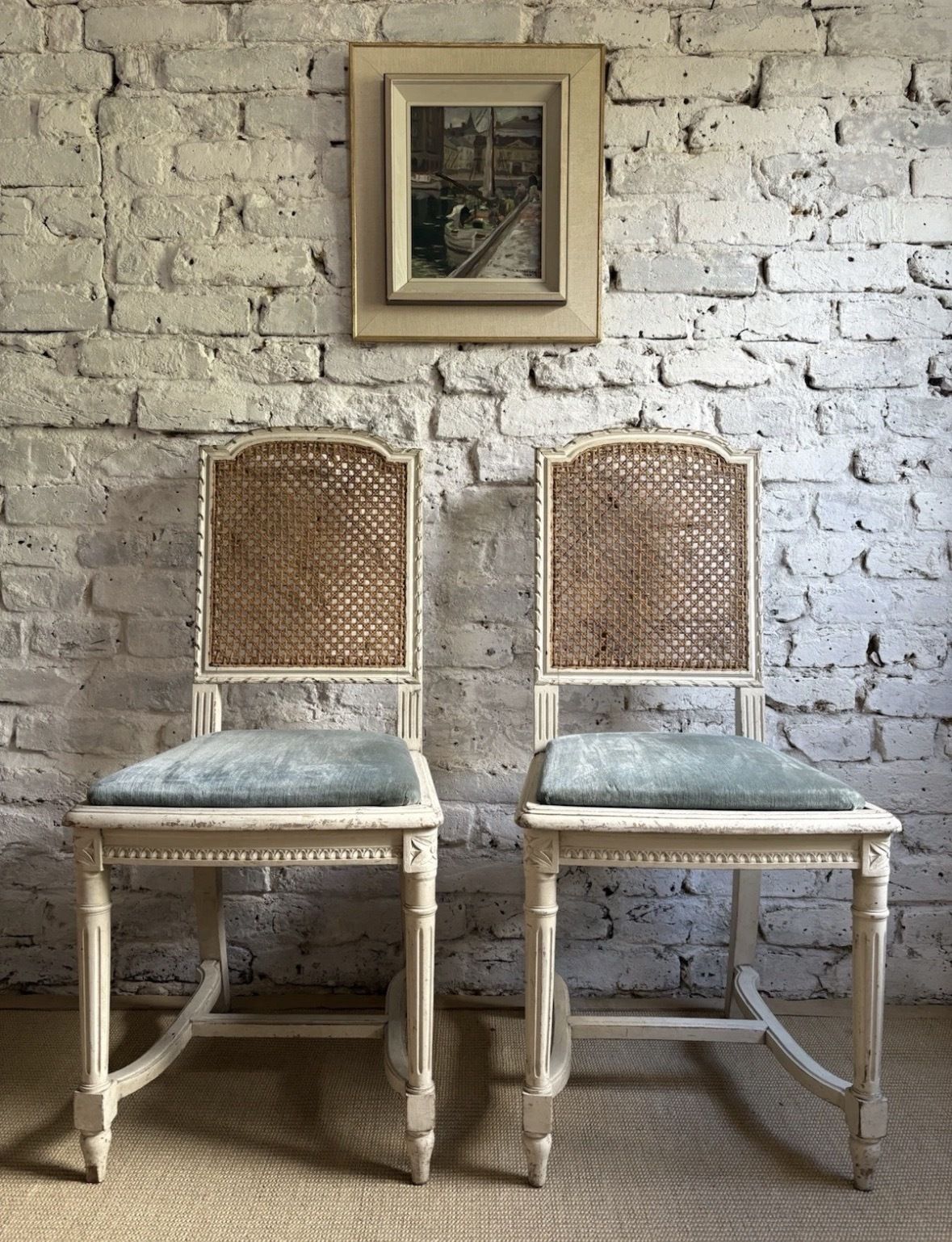 Pair Of French Painted Rattan Chairs photo furniture