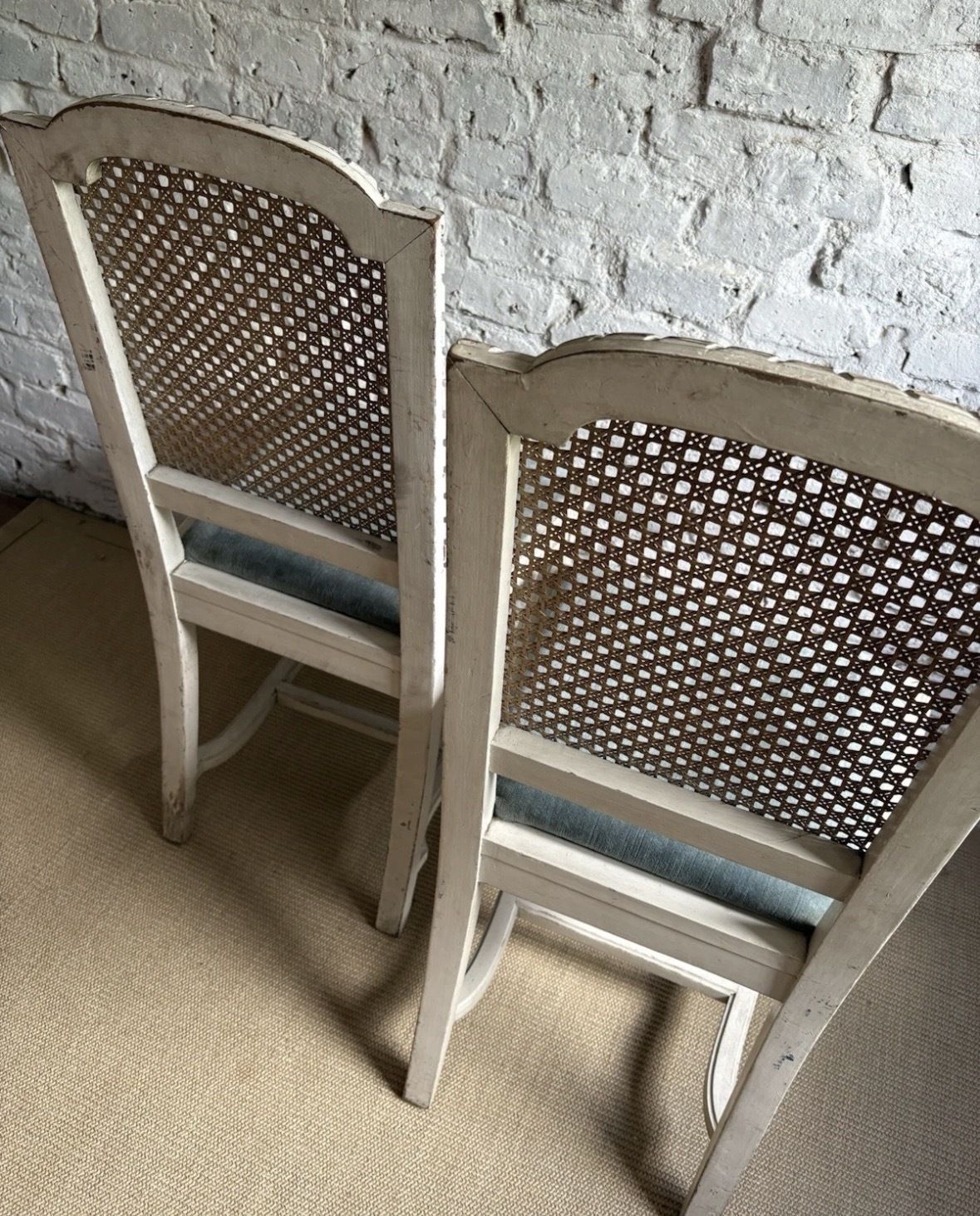 Pair Of French Painted Rattan Chairs photo Furniture