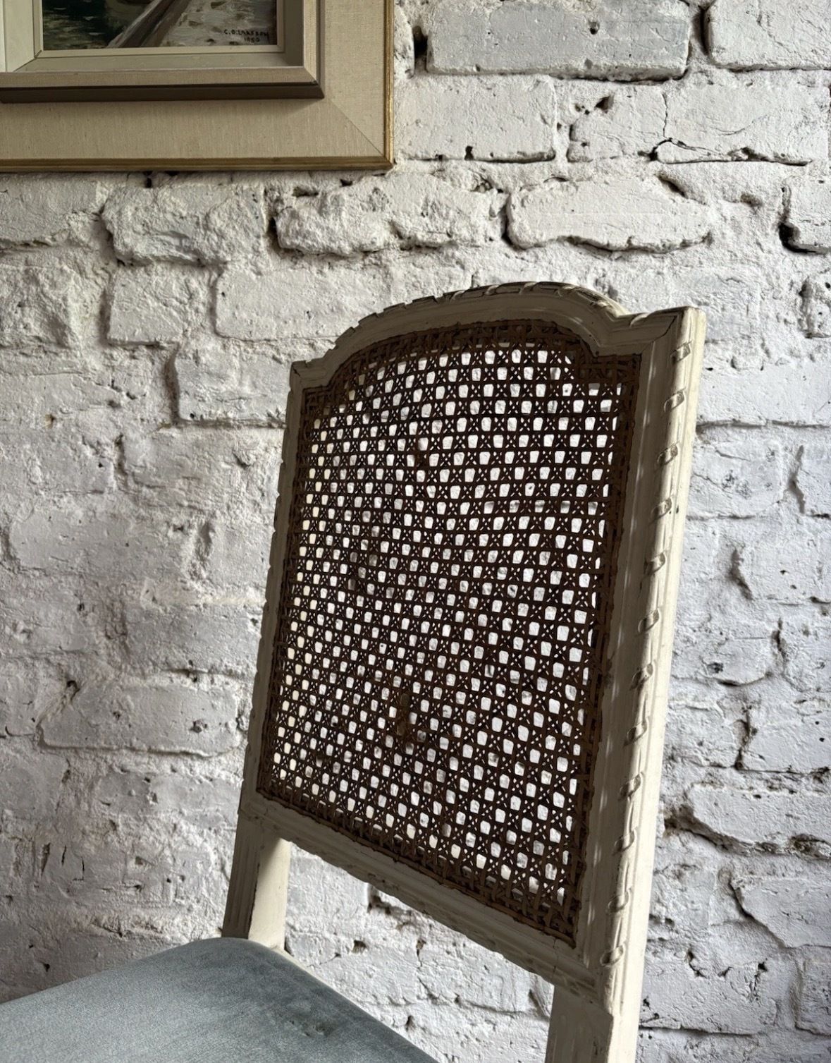 photo furniture Pair Of French Painted Rattan Chairs