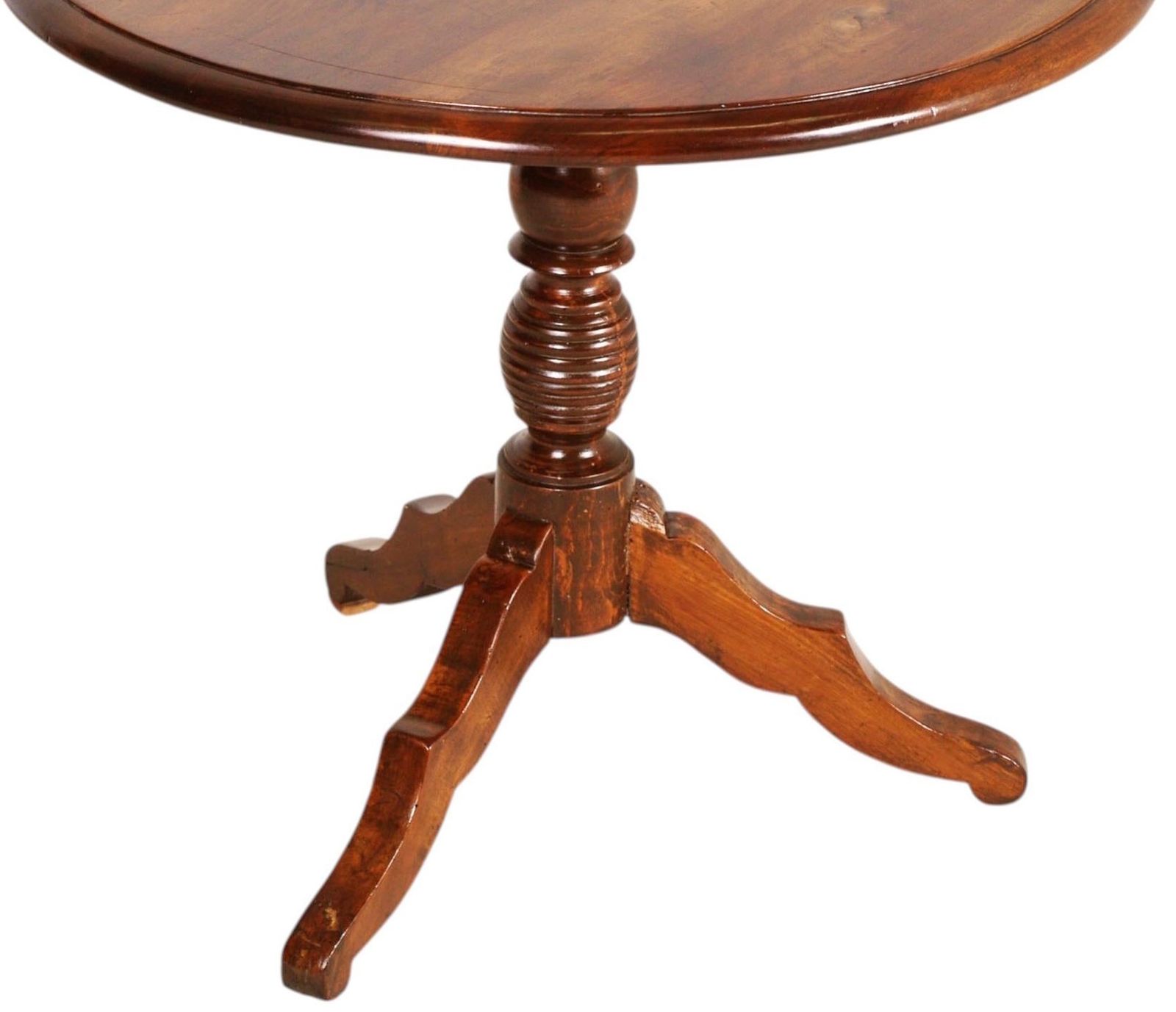 19th Century Italian Walnut Tripod Coffee Table,  Bassano's Ebanistery , Wax Polished photo furniture