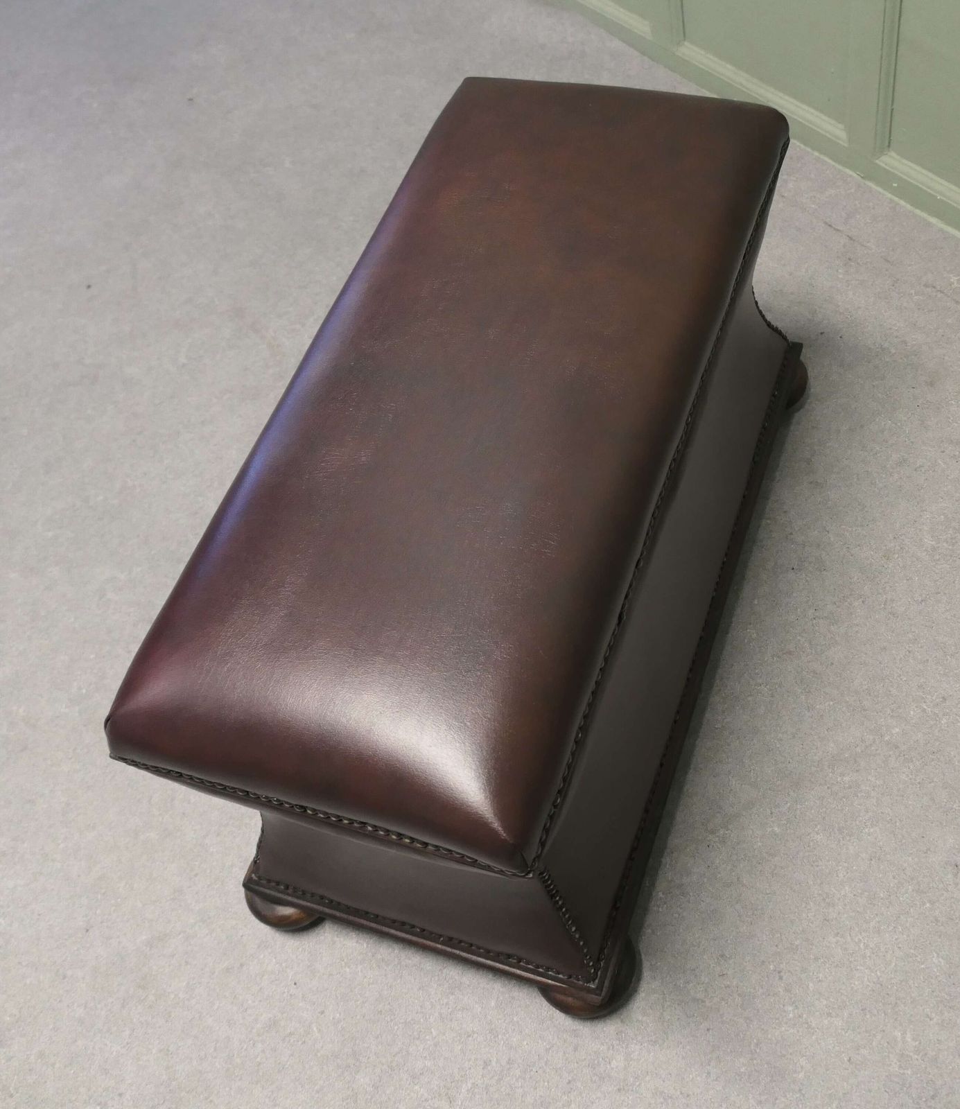 A Large Regency Waisted Leather Ottoman Or Window Seat The Ottoman Is Upholstered. photo Furniture