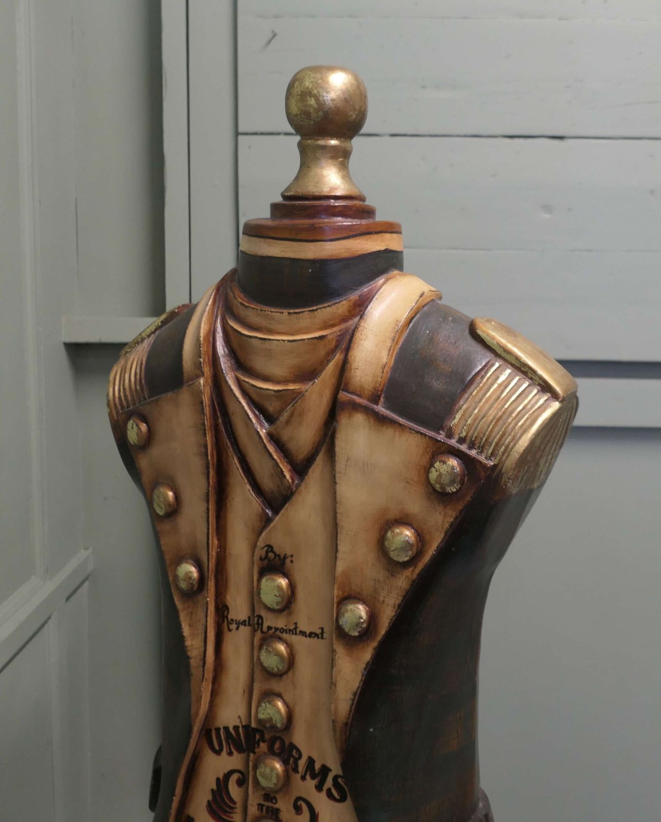 Dressed Shop Display Mannequin, In Antique Navy Uniform A Fibreglass Mannequin. photo vinterior