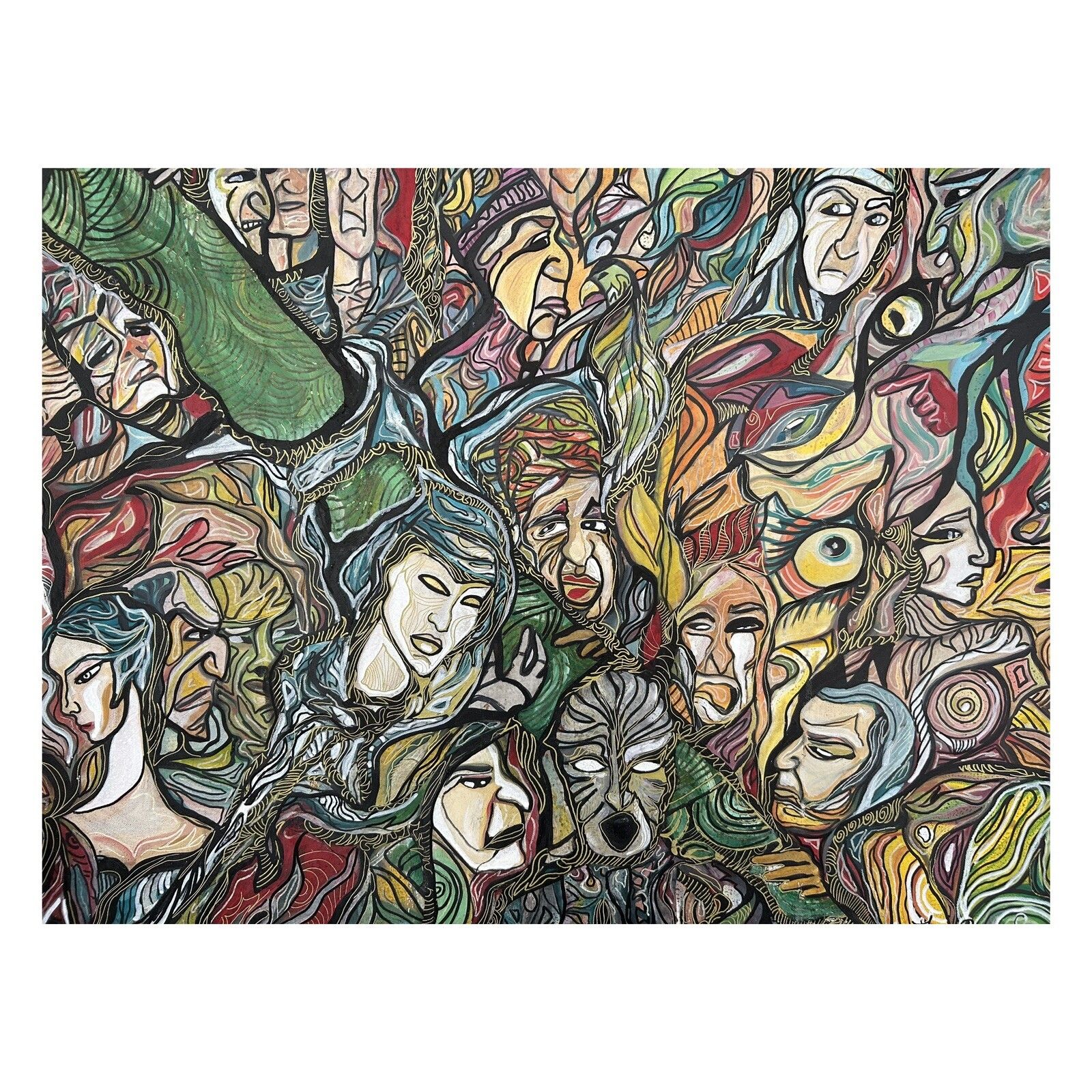 Original Acrylic Painting On Canvas, After Hieronymus Bosch By Marilena Fineanno photo Art