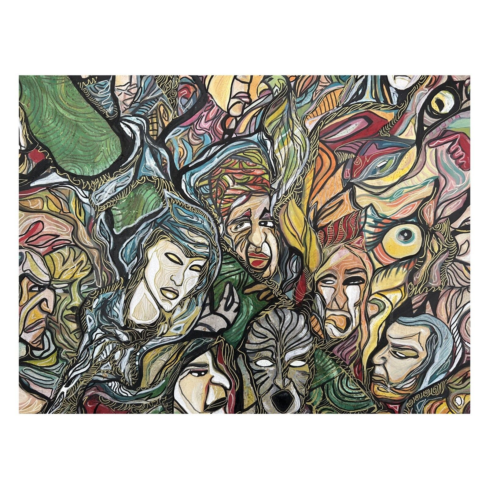 Original Acrylic Painting On Canvas, After Hieronymus Bosch By Marilena Fineanno photo vinterior