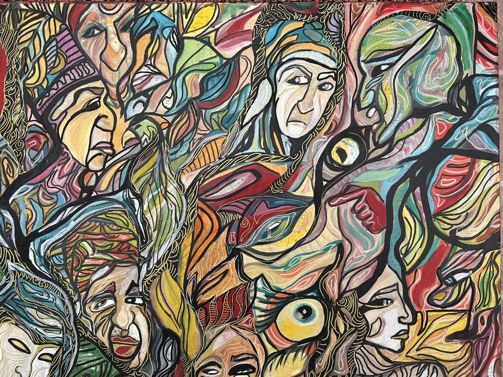 Art Original Acrylic Painting On Canvas, After Hieronymus Bosch By Marilena Fineanno photo