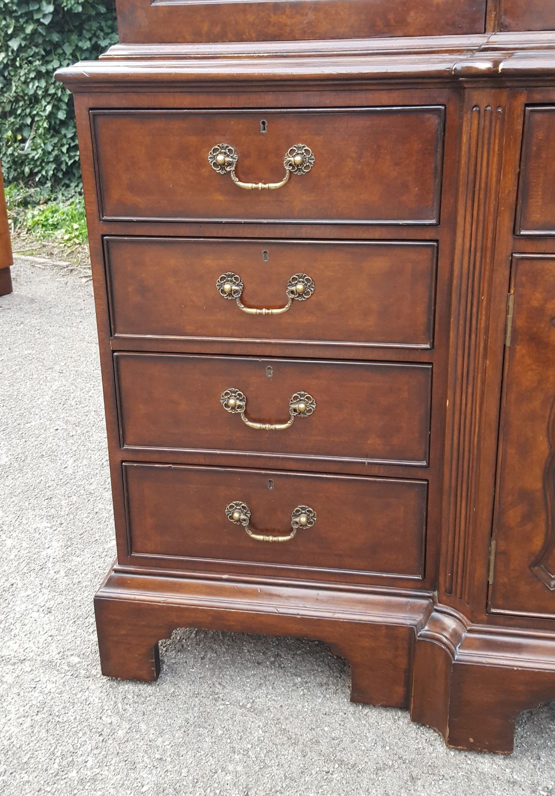 Brights Of Nettlebed Burr Walnut Secretaire Breakfront Library Bookcase photo vintage