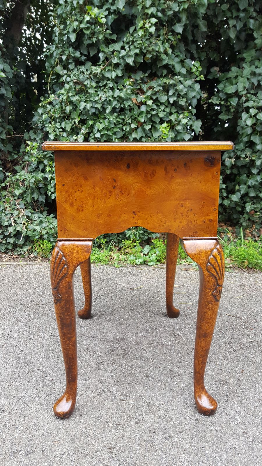 Antique Style Burr Walnut 3 Drawer Hall Table photo for sale