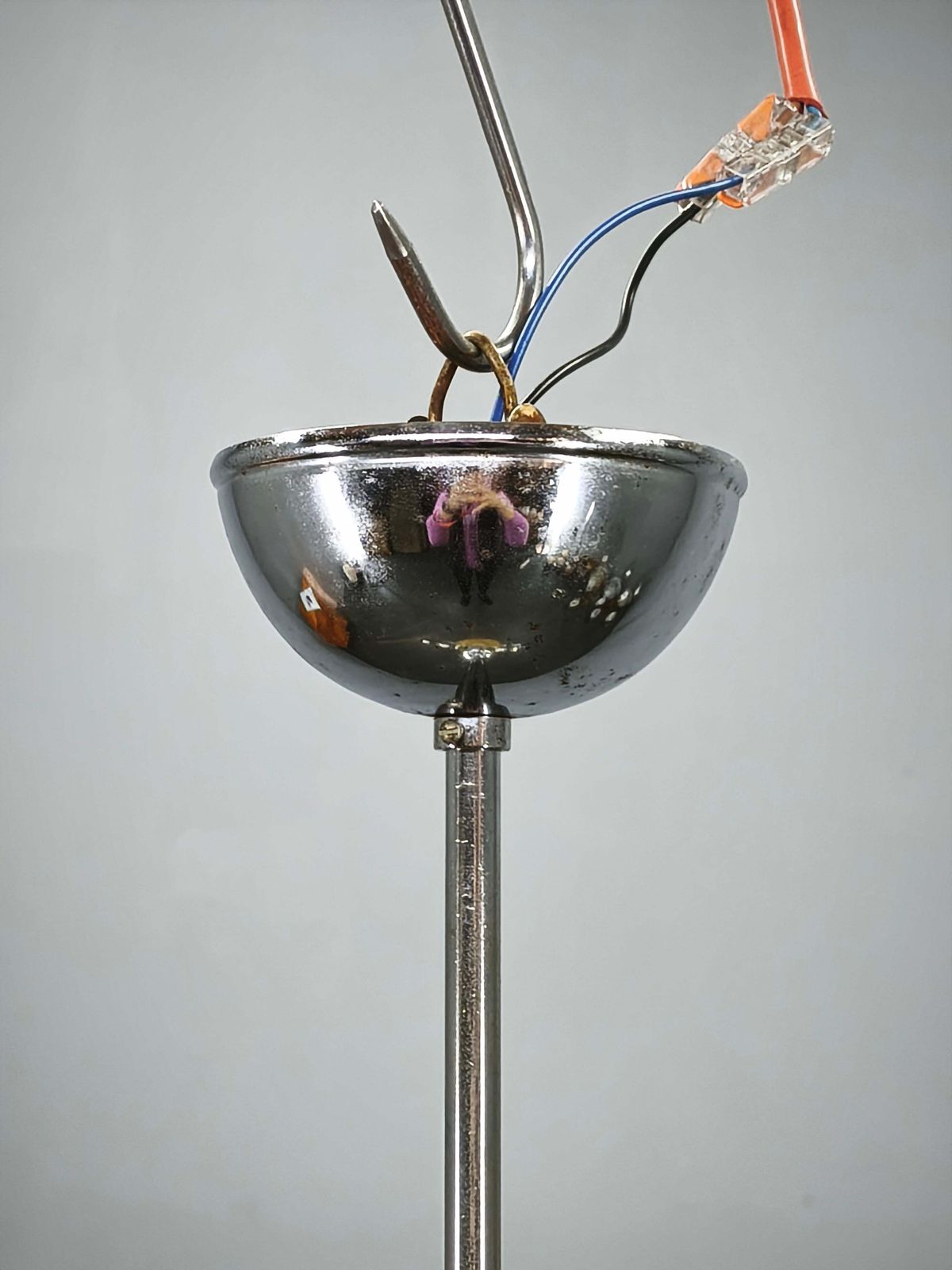 1930s Czech Art Deco Chrome And Frosted Glass Chandelier photo buy