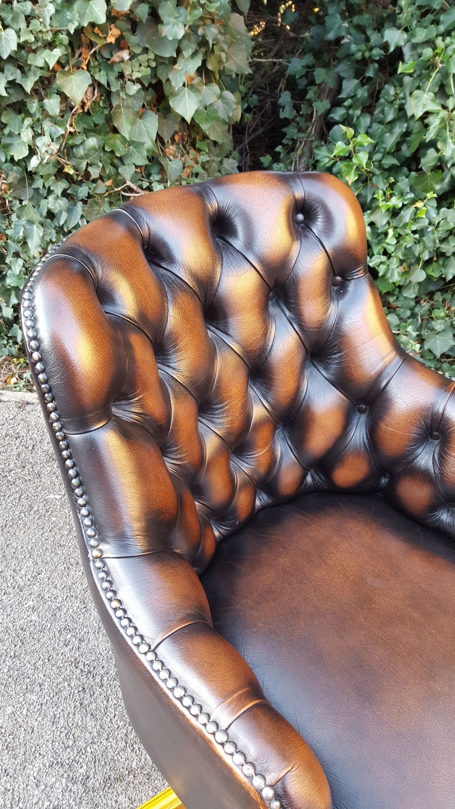 Antique Style Brown Leather Swivel Desk Chair photo furniture