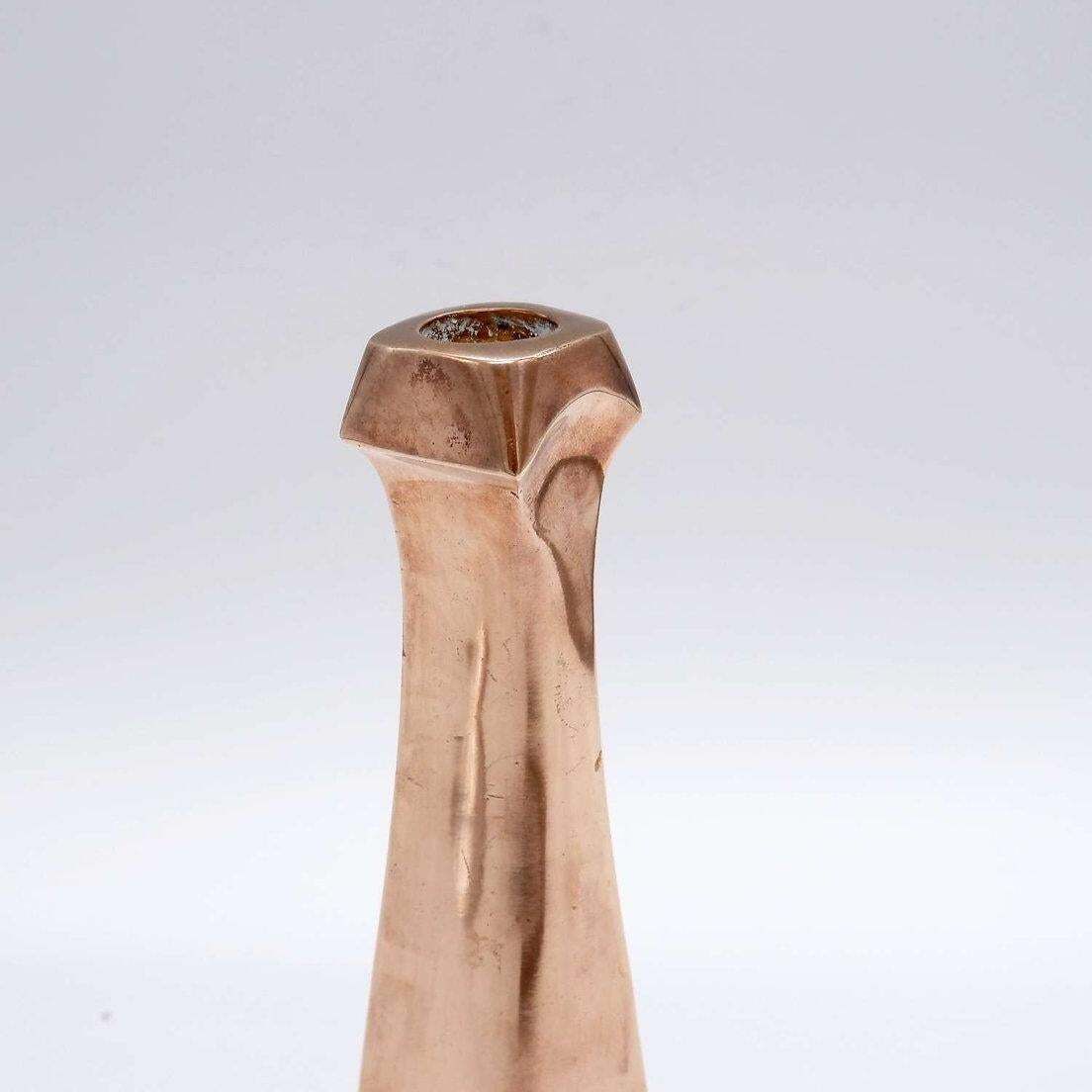 Sculptural Copper Candle Holder, Mid Century Modern, 1980s, 20cm Tall photo vintage