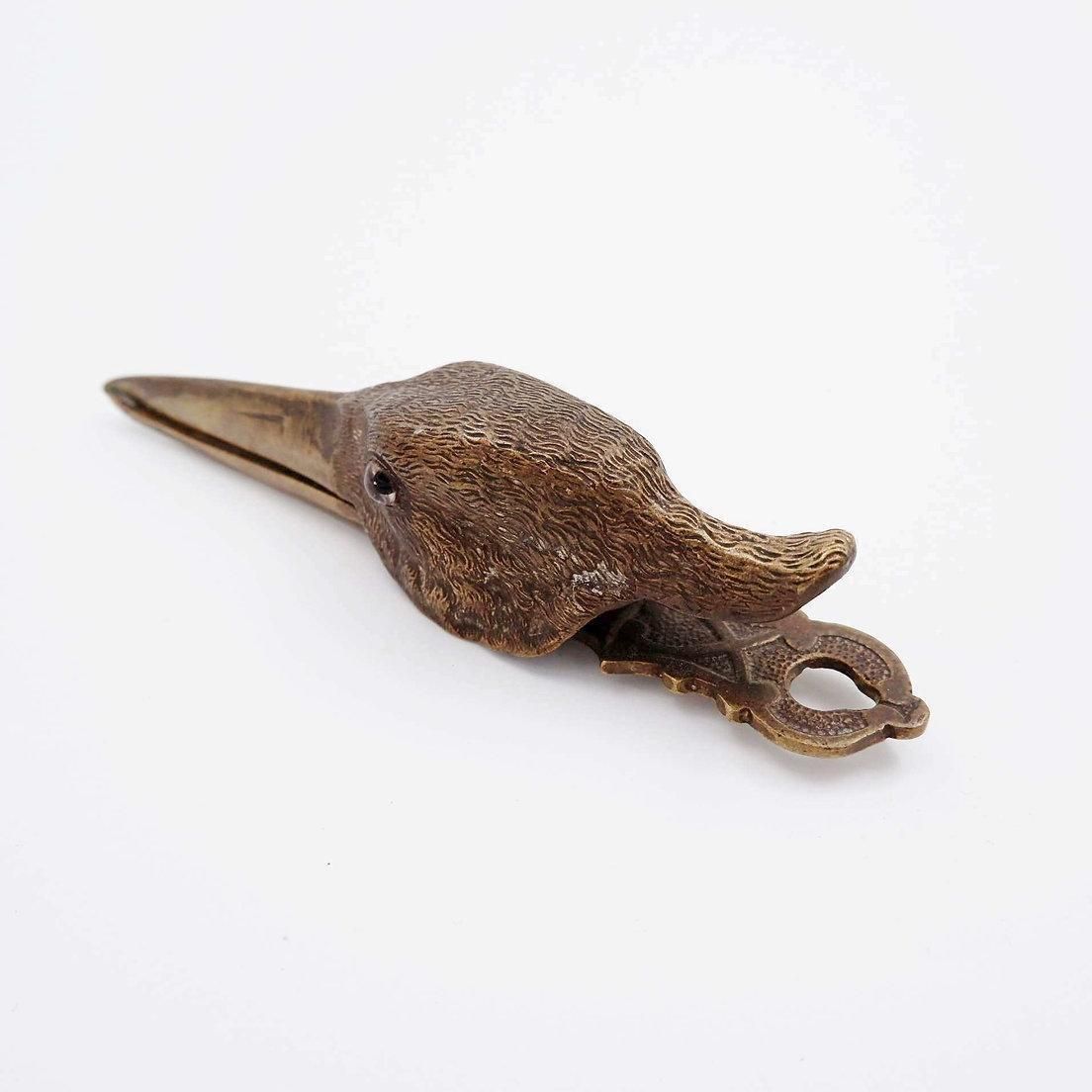Cast Gilt Brass Paper Clip In The Form Of A Snipe   Circa 1900 photo vinterior