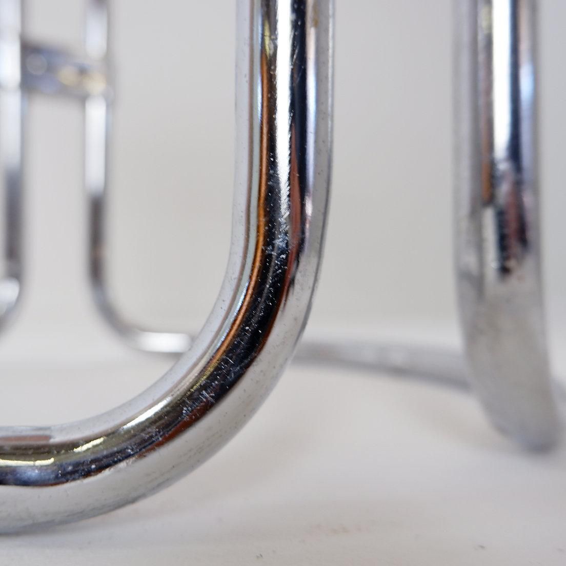 Bathroom Stool By Keuco Tubular Chrome & Powder Pink Plastic, 1980s photo vinterior