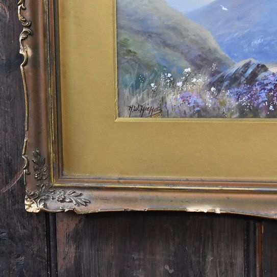 Antique 1920 Herbert Hicks Valley Of Rocks Lynton Devon Watercolour Painting Art photo for sale