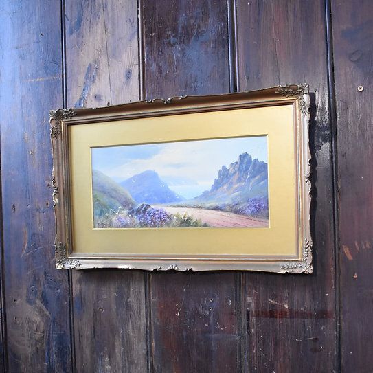 Antique 1920 Herbert Hicks Valley Of Rocks Lynton Devon Watercolour Painting Art photo 145.0