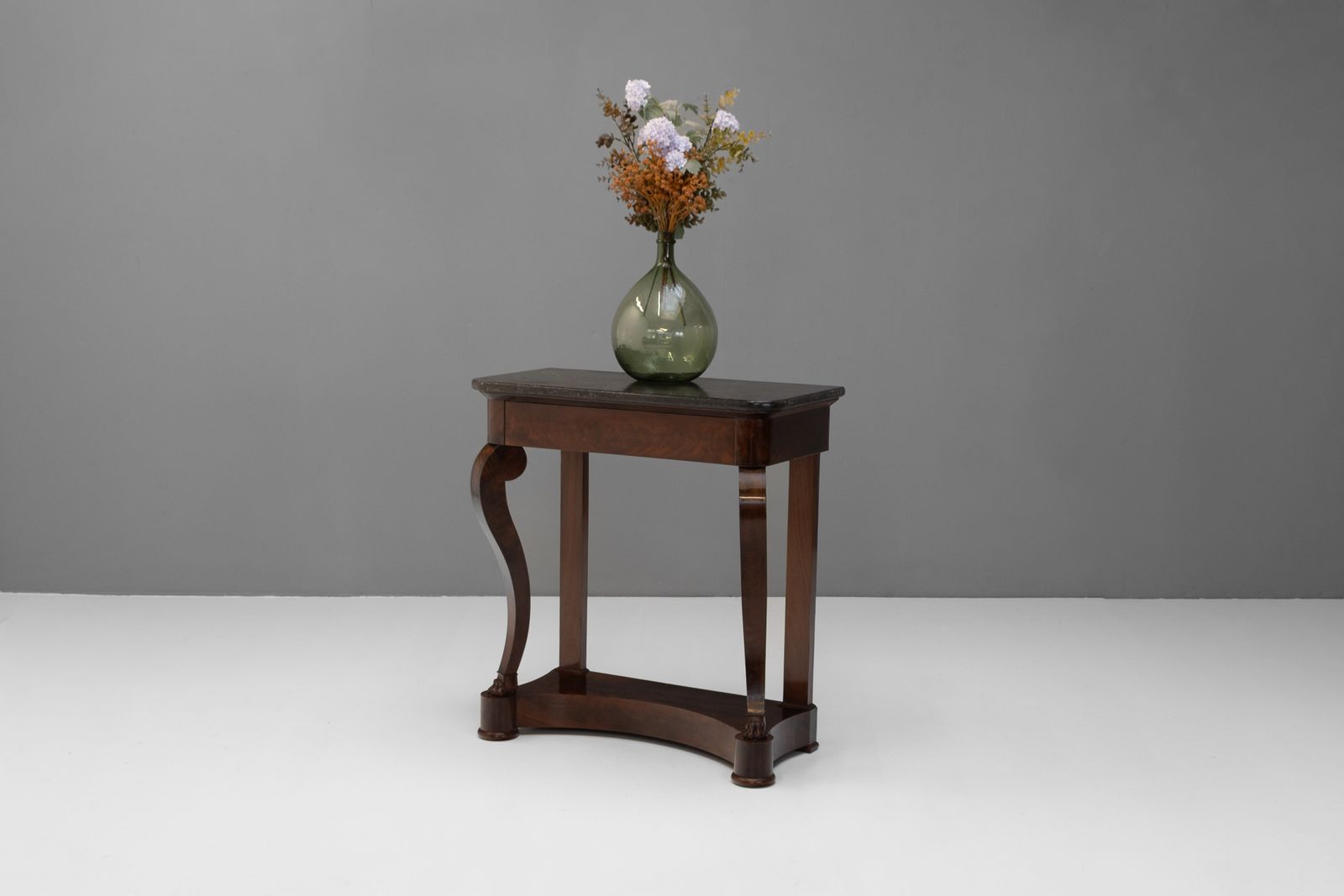 Marble Top Mahogany Console, 1800s photo for sale
