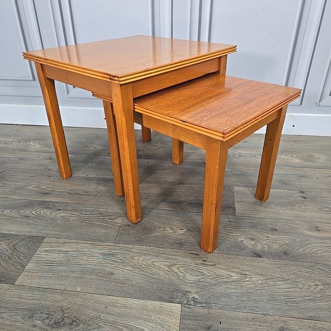 Retro Vintage Mid Century Style Nest Of 2 Tables Side Coffee Nesting Table