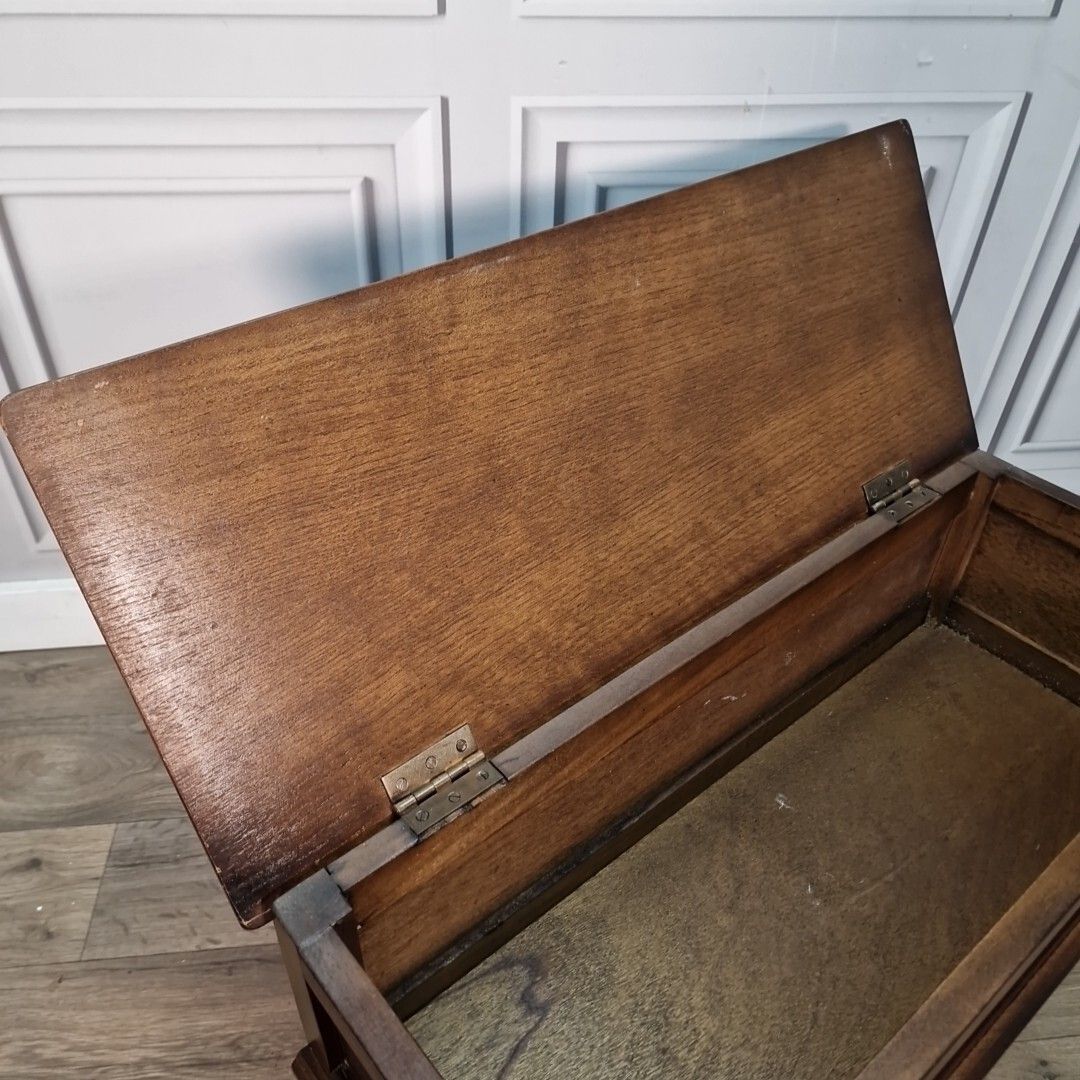 Antique Wooden Carved Blanket Box Mule Chest Trunk Table On Turned Stand Oak photo 190.0