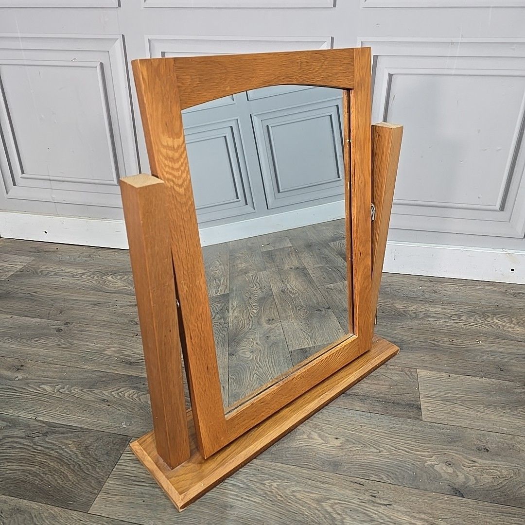 Table Top Solid Oak Wooden Dressing Swing Mirror Contemporary Toilet Bedroom photo furniture
