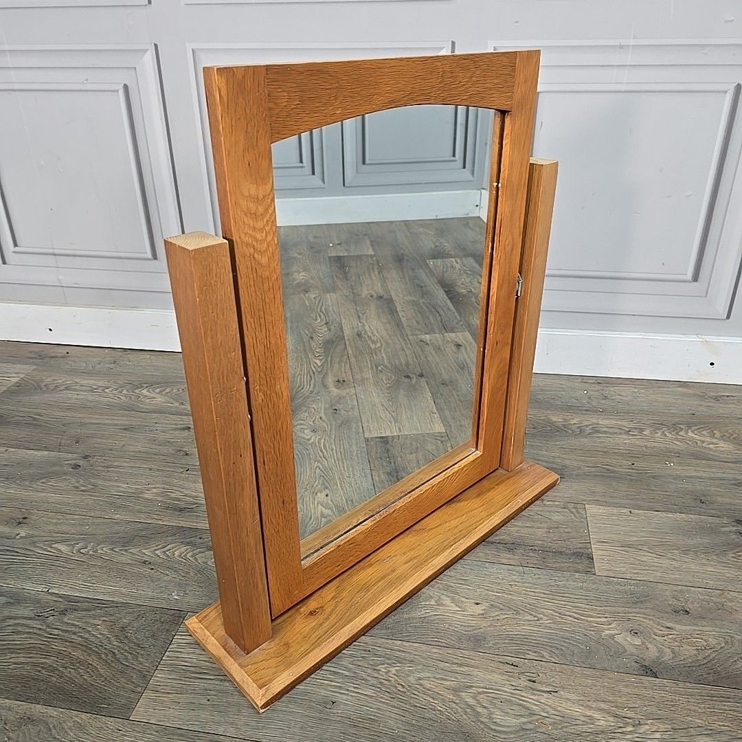 Table Top Solid Oak Wooden Dressing Swing Mirror Contemporary Toilet Bedroom photo for sale