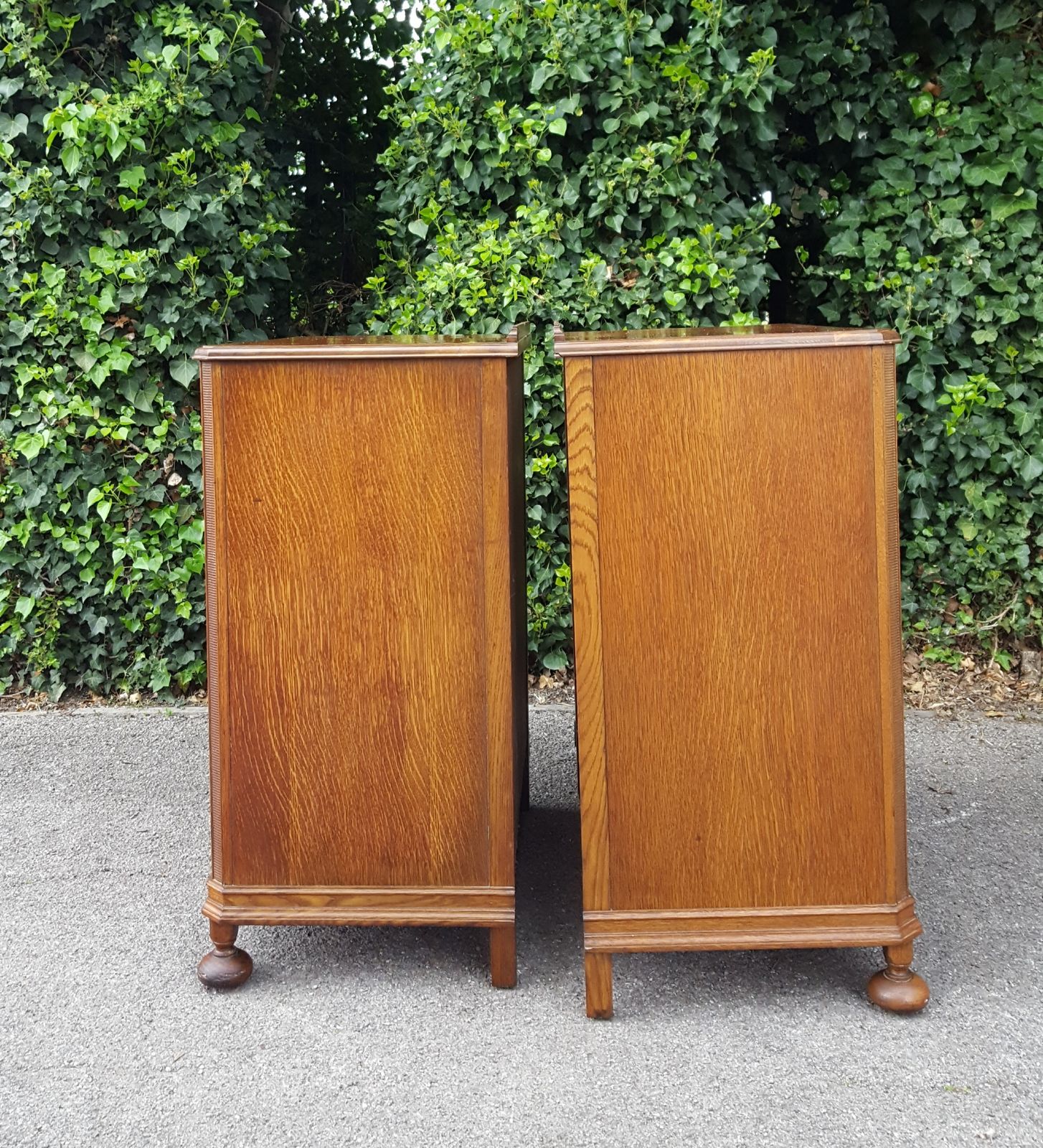 Pair Five Drawer Superb Golden Oak Chest Of Drawers photo vinterior