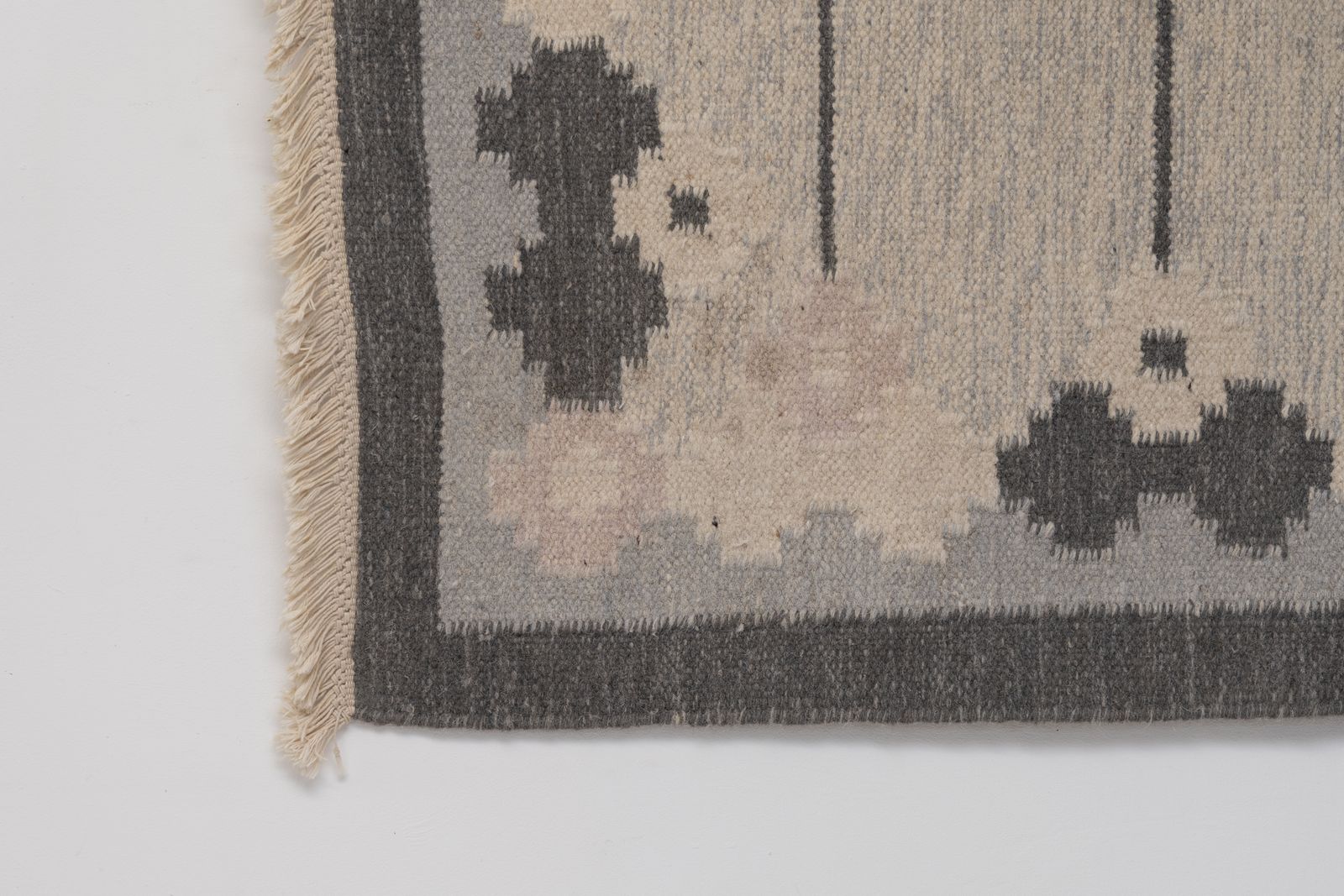 Mid Century Swedish Kilim In Grey Tones photo Textiles