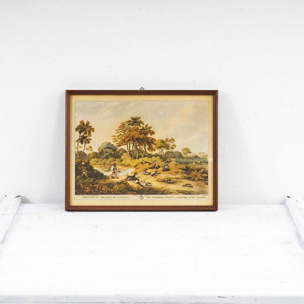 Antique Print Of Hunting In The Jungle