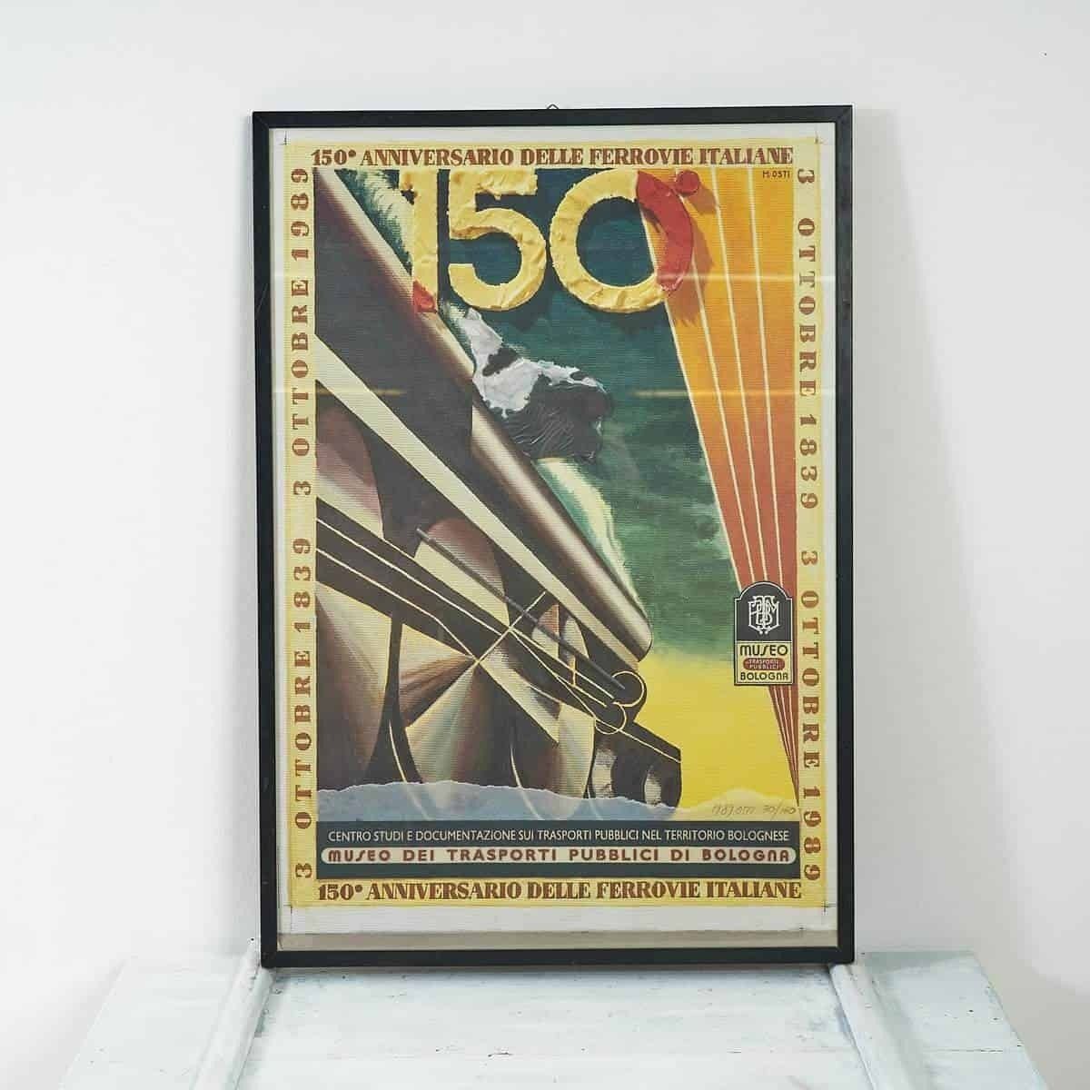 Poster 150th Anniversary Of The Italian Railways, 1989