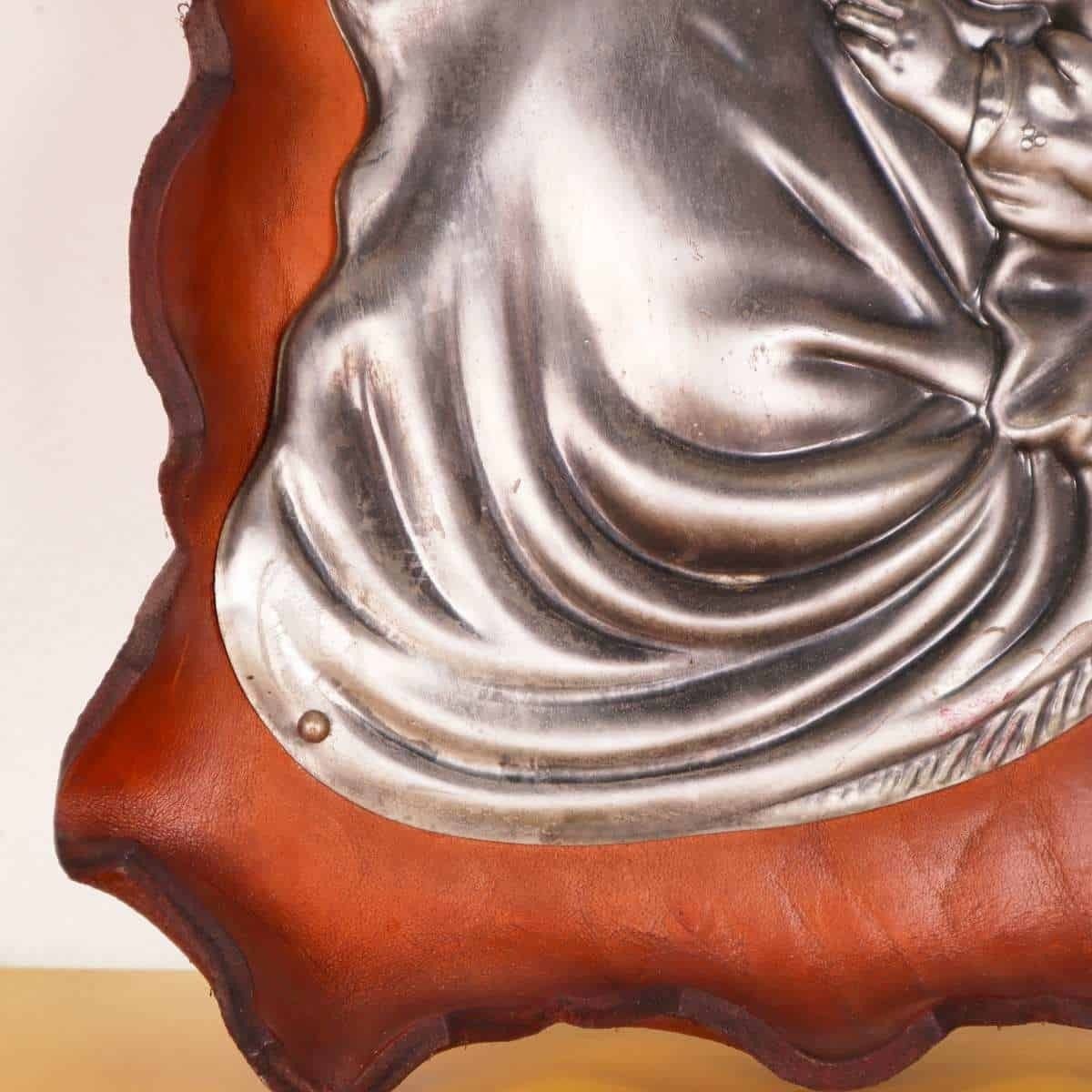 Madonna Icon In Metal And Natural Leather photo Art