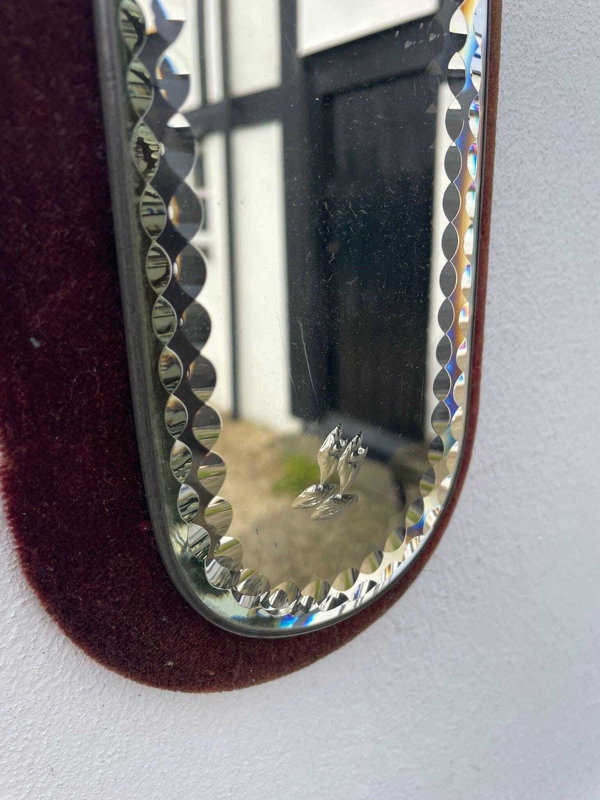 Victorian Sorcerers Mirror Velvet Trimmed | Display Mirror, Witches Plateau photo for sale