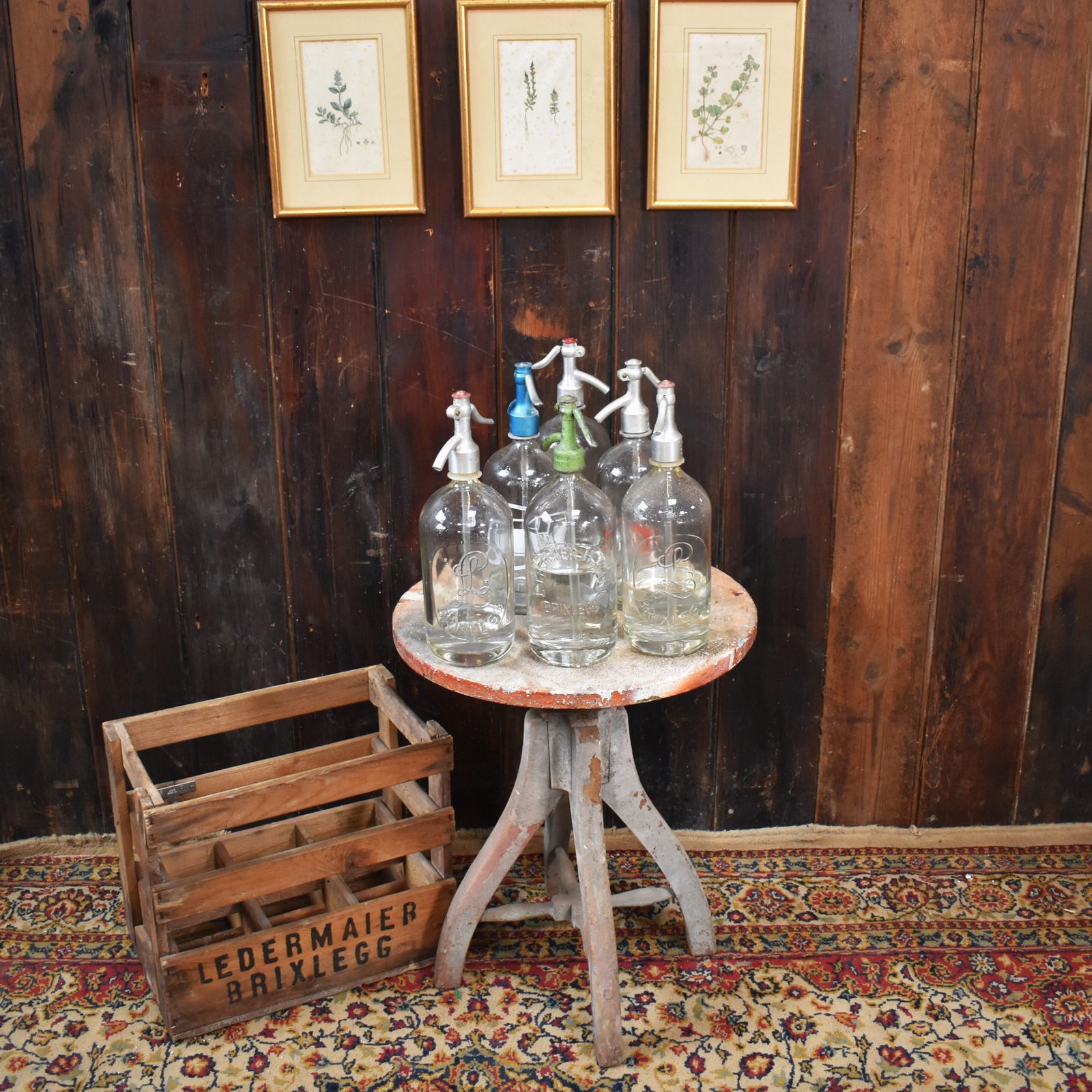 Antique 1927  1971 Ledermaier Brixlegg Six Soda Syphon Original Crate Austrian photo vintage