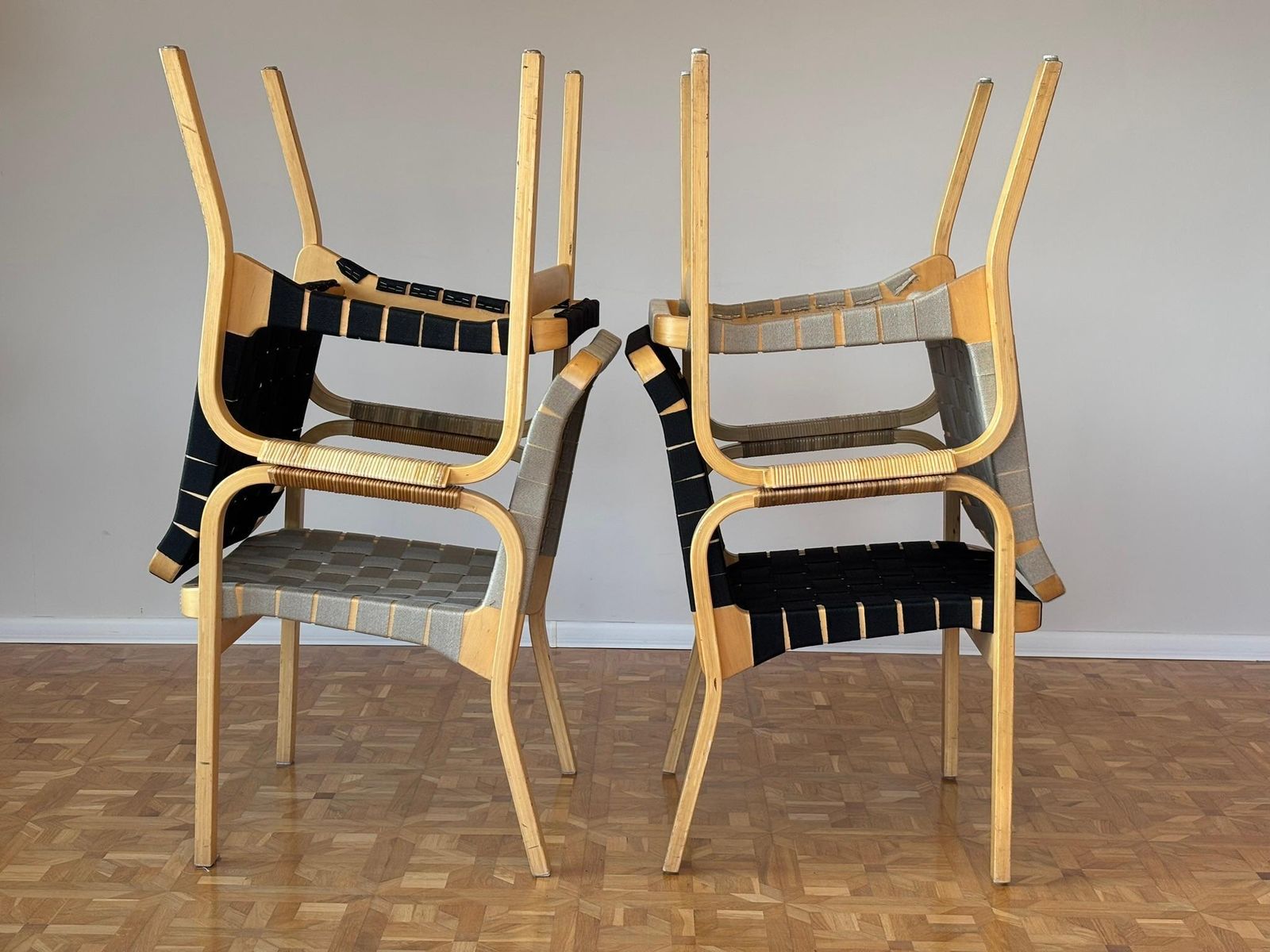 Model 45 Lounge Chairs By Alvar Aalto For Artek, 1970s Set Of 4 photo vintage