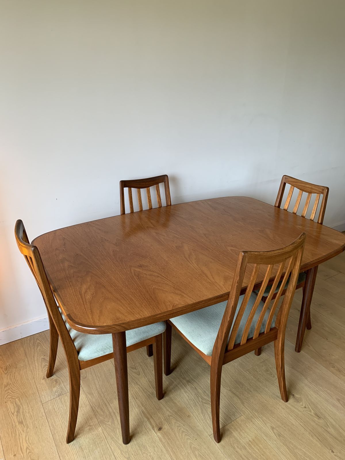 Restored G Plan Fresco Extending Table & 6 G Plan Lesley Dandy Designed Dining Chairs photo for sale