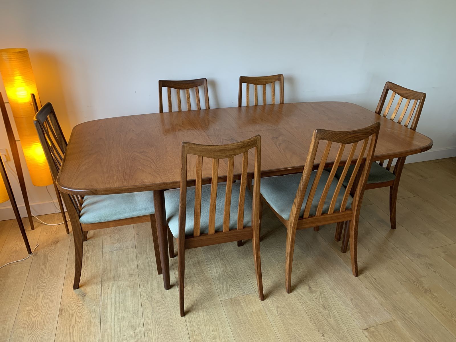 Restored G Plan Fresco Extending Table & 6 G Plan Lesley Dandy Designed Dining Chairs photo 1495.0