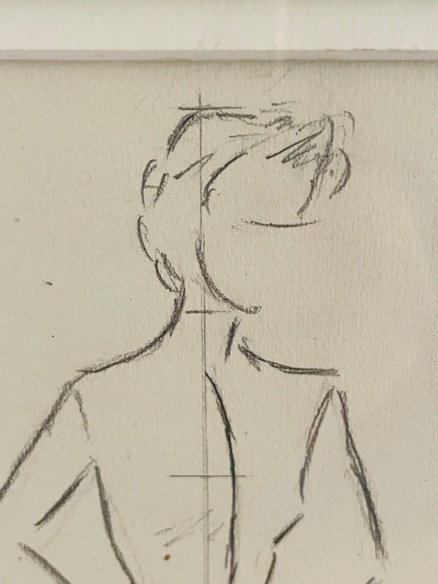 Berthe Duquaine, Sketches, 1951, Pencil On Paper, Framed photo vintage