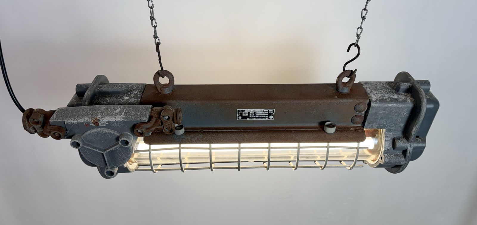 photo buy Grey Industrial Hanging Tube Light From Elektrosvit, 1970s