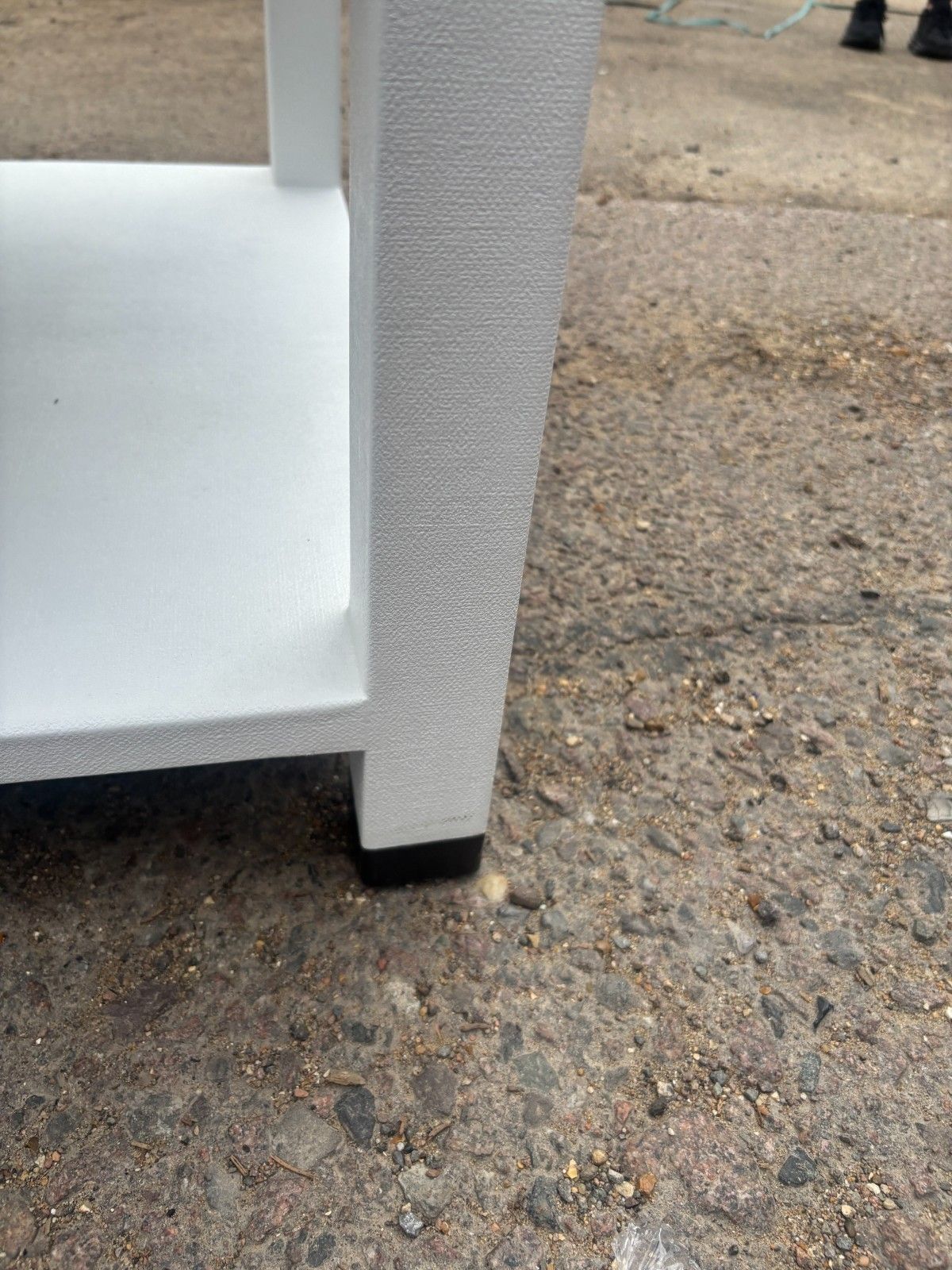 Made Goods Jarin Designer White Side Table With Faux Belgian Linen Finish photo 195.0
