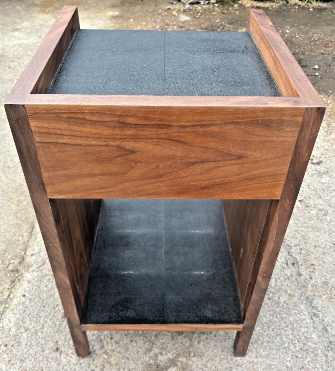 Made Goods Kennedy Single Nightstand Black Faux Shagreen & Walnut Veneer photo 125.0