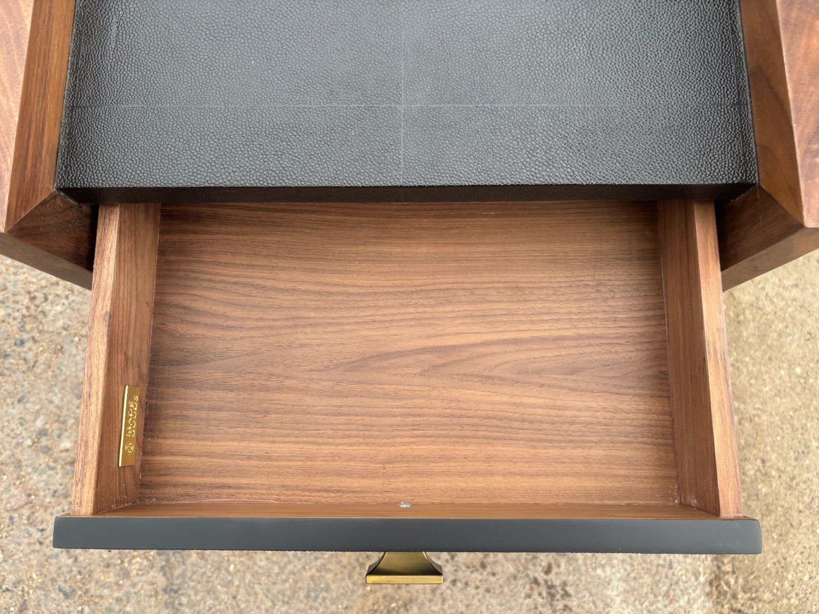 Made Goods Kennedy Single Nightstand Black Faux Shagreen & Walnut Veneer photo buy