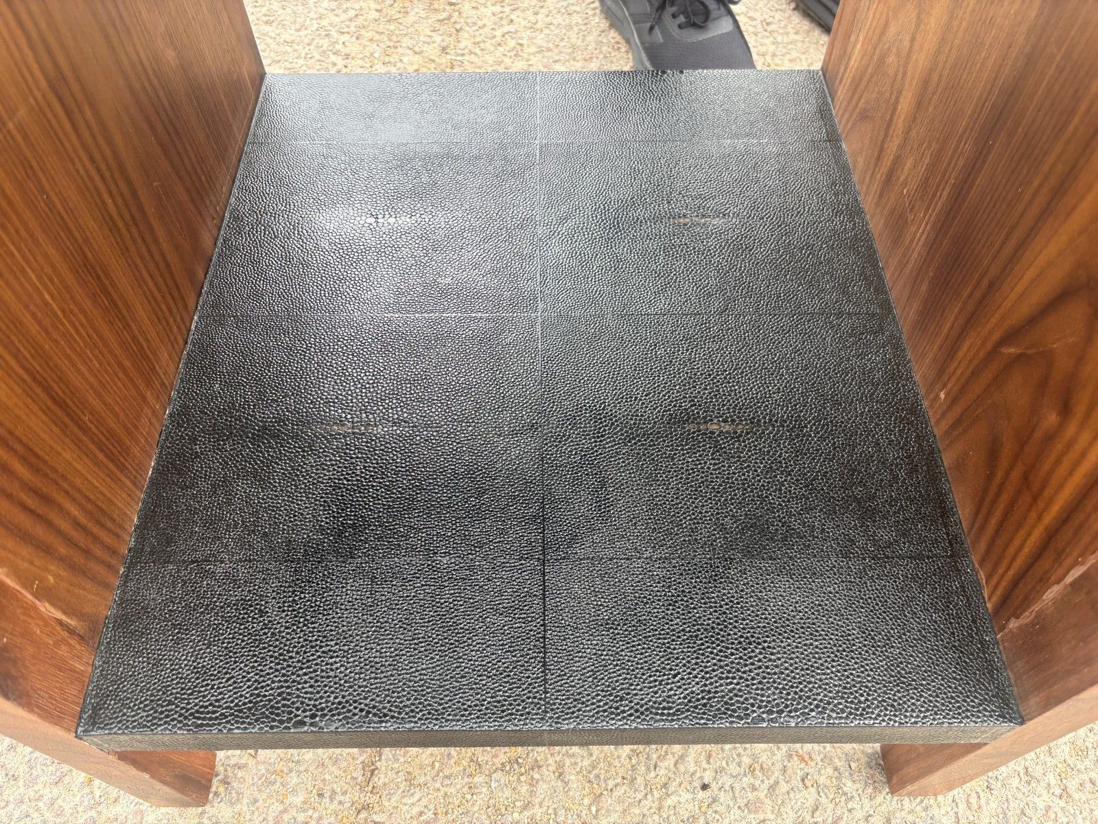 photo furniture Made Goods Kennedy Single Nightstand Black Faux Shagreen & Walnut Veneer