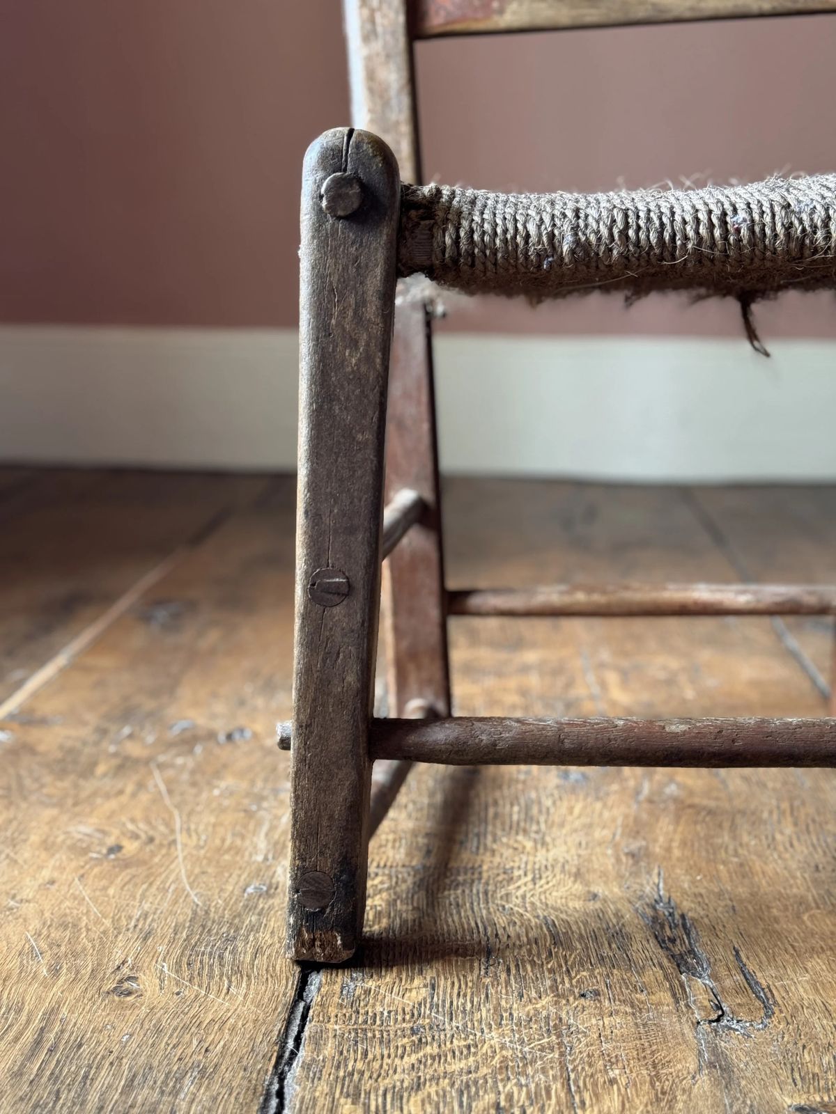 photo for sale 19th Century Irish Sugan Chair With Historic Paint