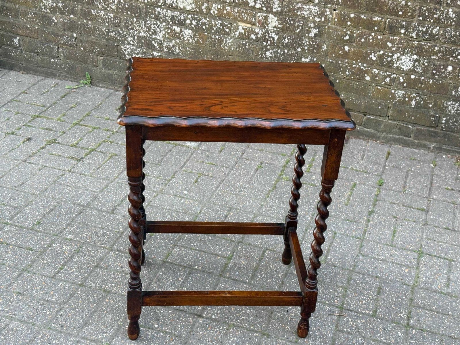 Vintage Oak Barley Twist Side Table 1930s Jacobean Revival Occasional photo vintage