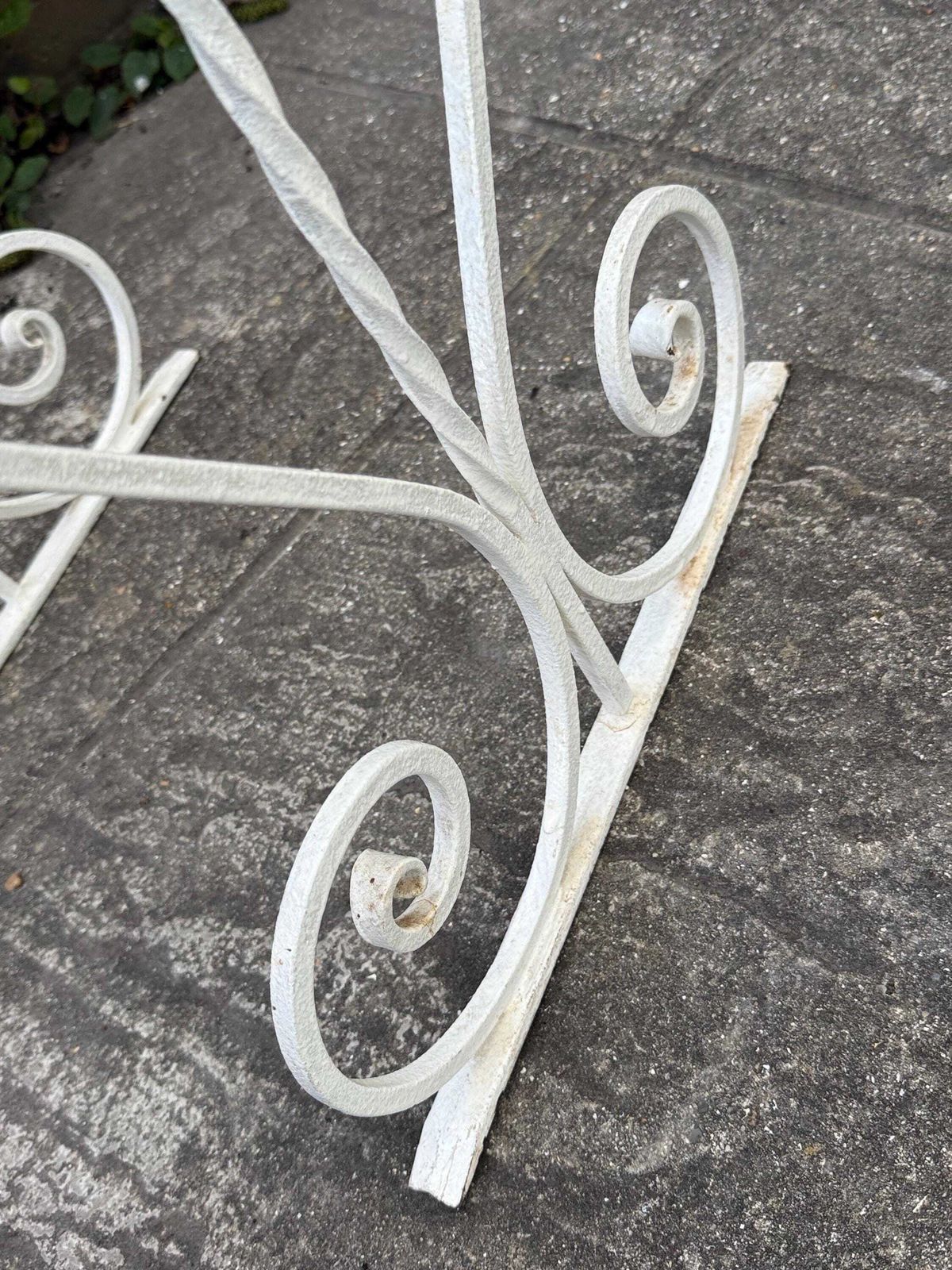 Vintage Wrought Iron Side Table Glass Top Garden Patio Side Table photo buy
